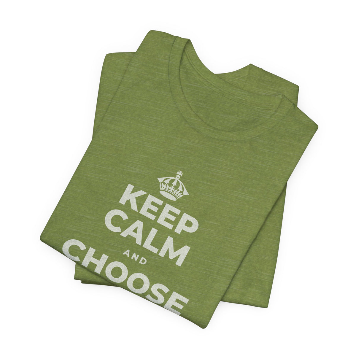 KEEP CALM AND CHOOSE PRESENCE OVER PRESENTS T-Shirt (Baby Blue–Silver)