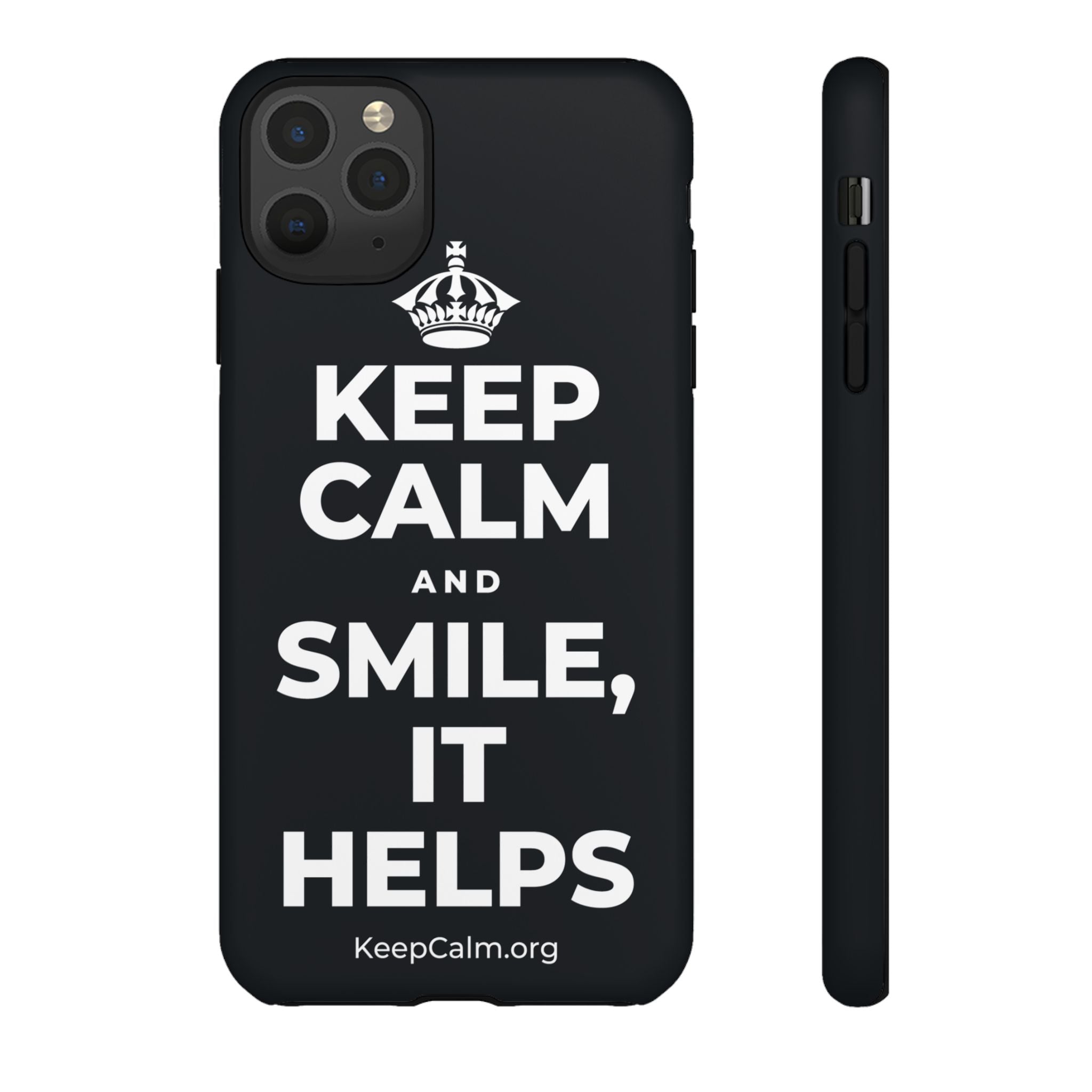 KEEP CALM AND SMILE, IT HELPS Phone Case (Dark)