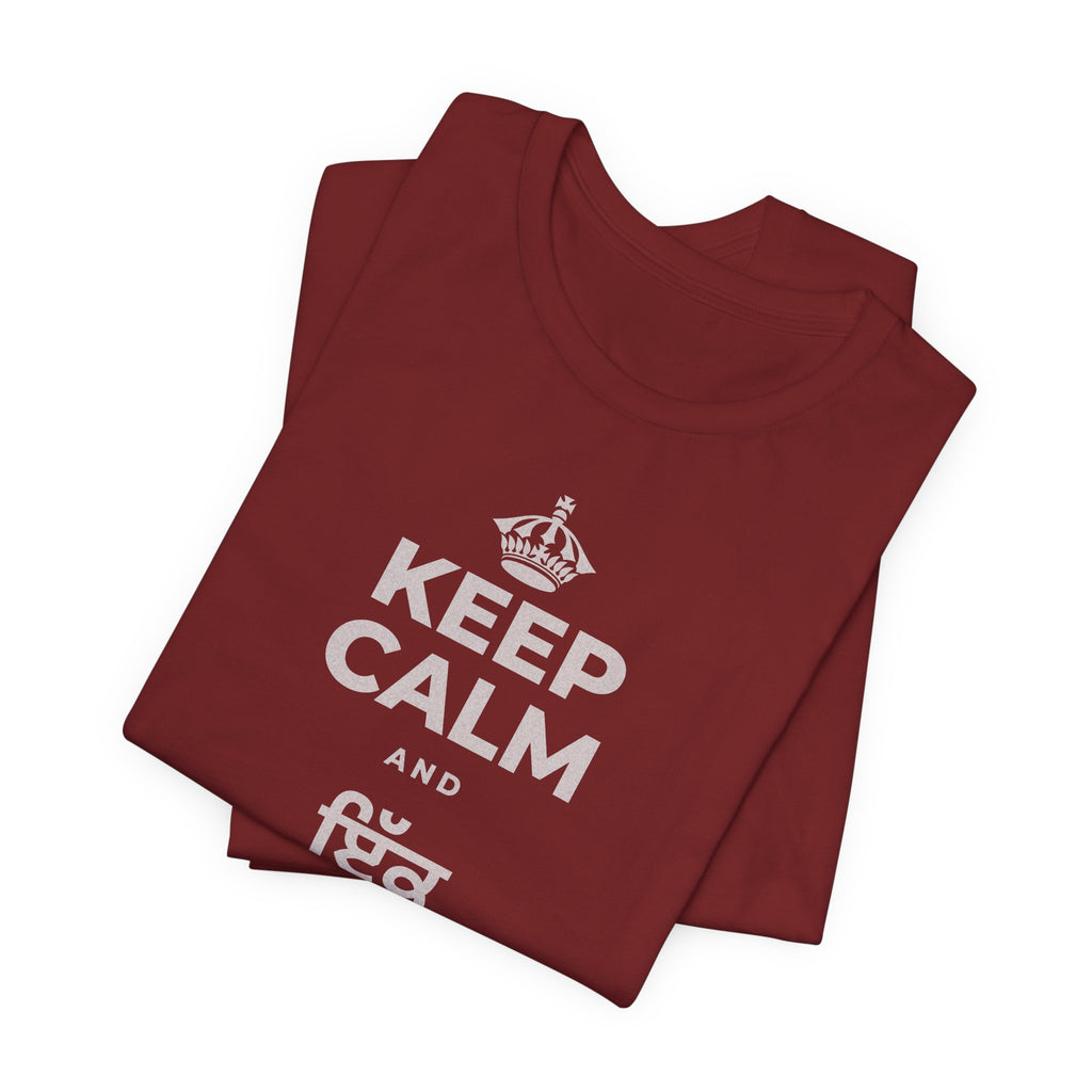 KEEP CALM AND ਇੱਕ ਬੀਜ ਬੀਜੋ T-Shirt (Baby Blue–Silver)