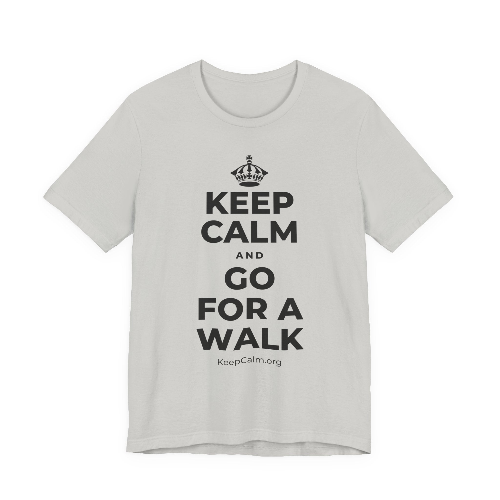 KEEP CALM AND GO FOR A WALK T-Shirt (Baby Blue–Silver)