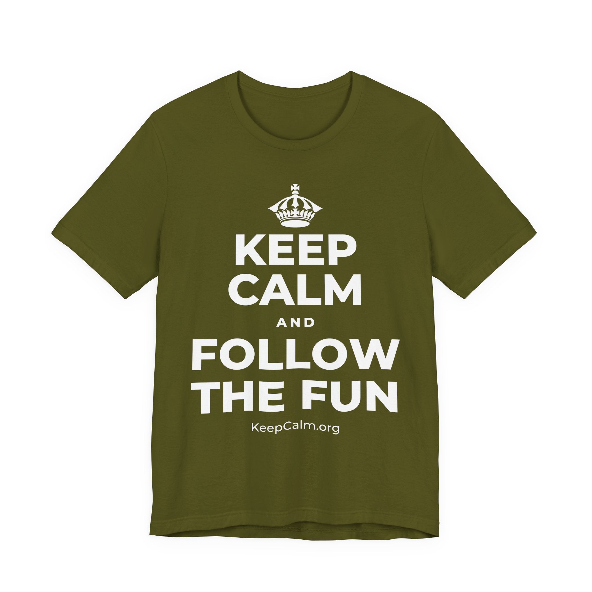 KEEP CALM AND FOLLOW THE FUN T-Shirt (Baby Blue–Silver)