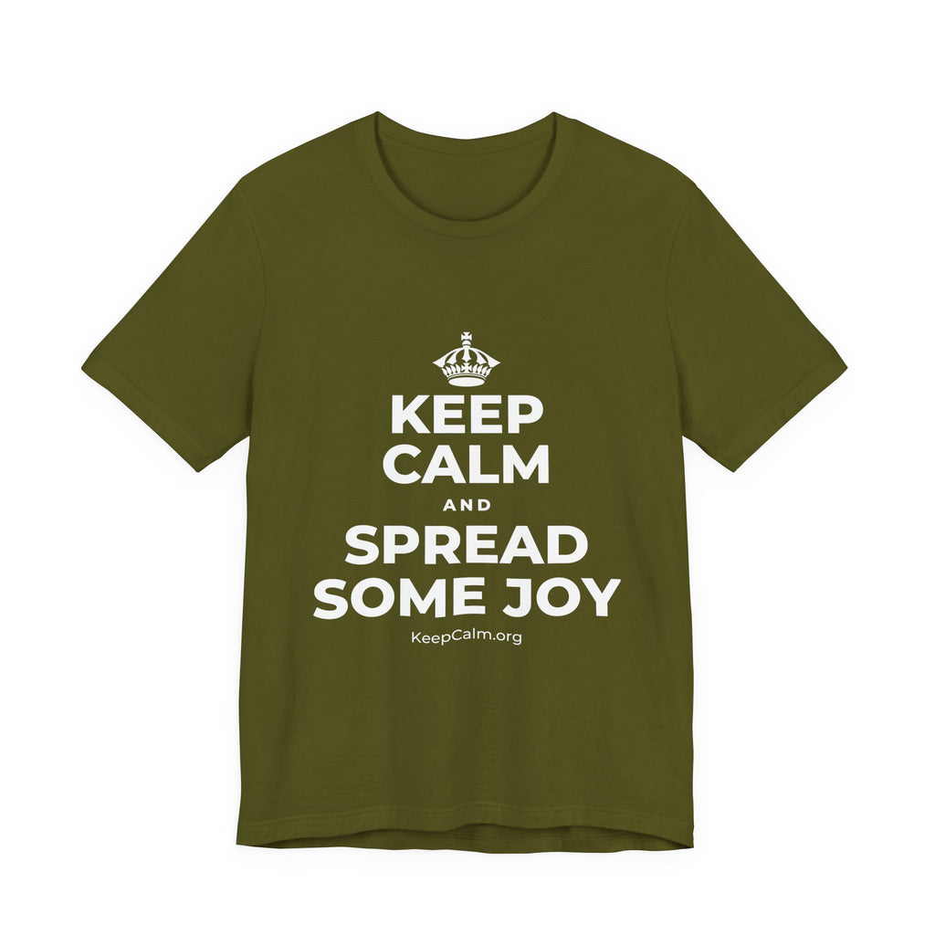 KEEP CALM AND SPREAD SOME JOY T-Shirt (Baby Blue–Silver)