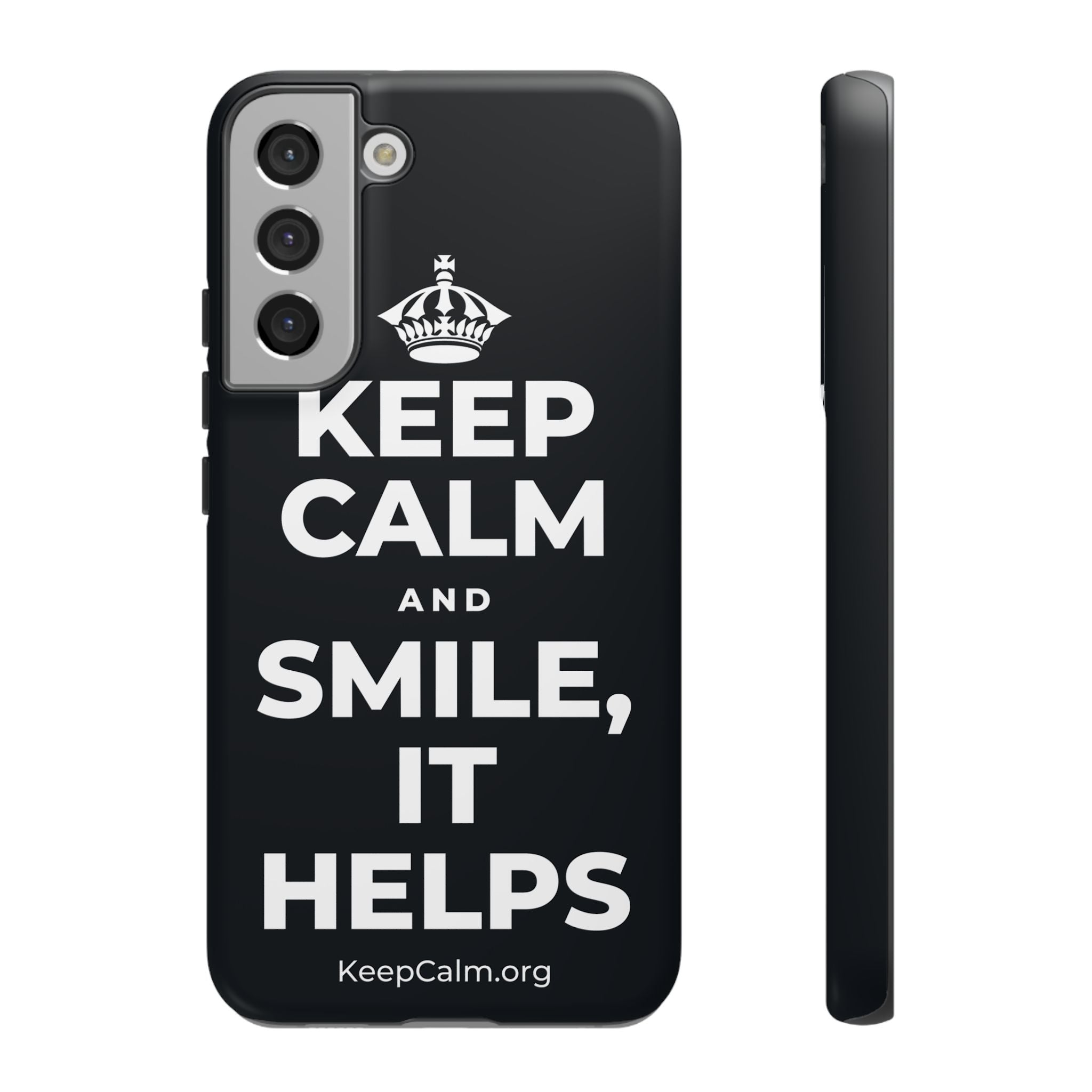 KEEP CALM AND SMILE, IT HELPS Phone Case (Dark)