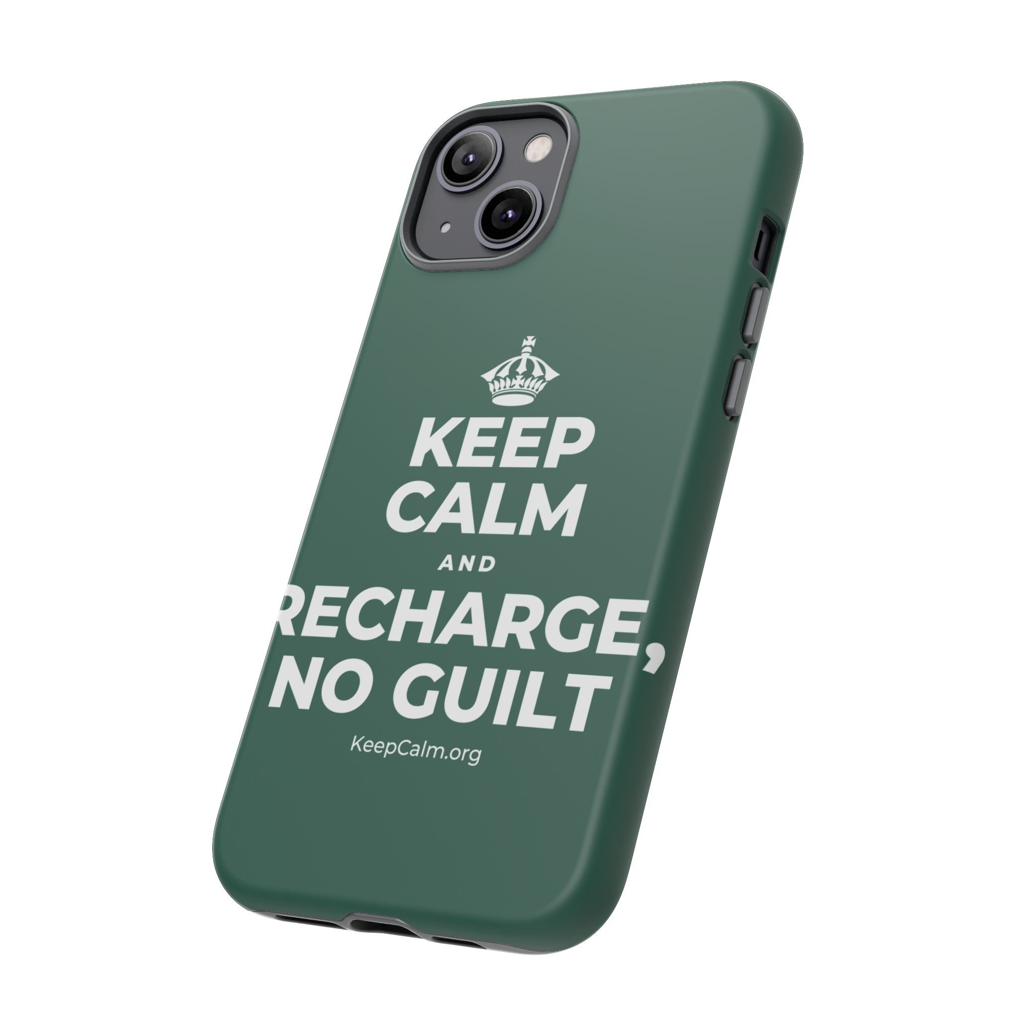 KEEP CALM AND RECHARGE, NO GUILT Phone Case