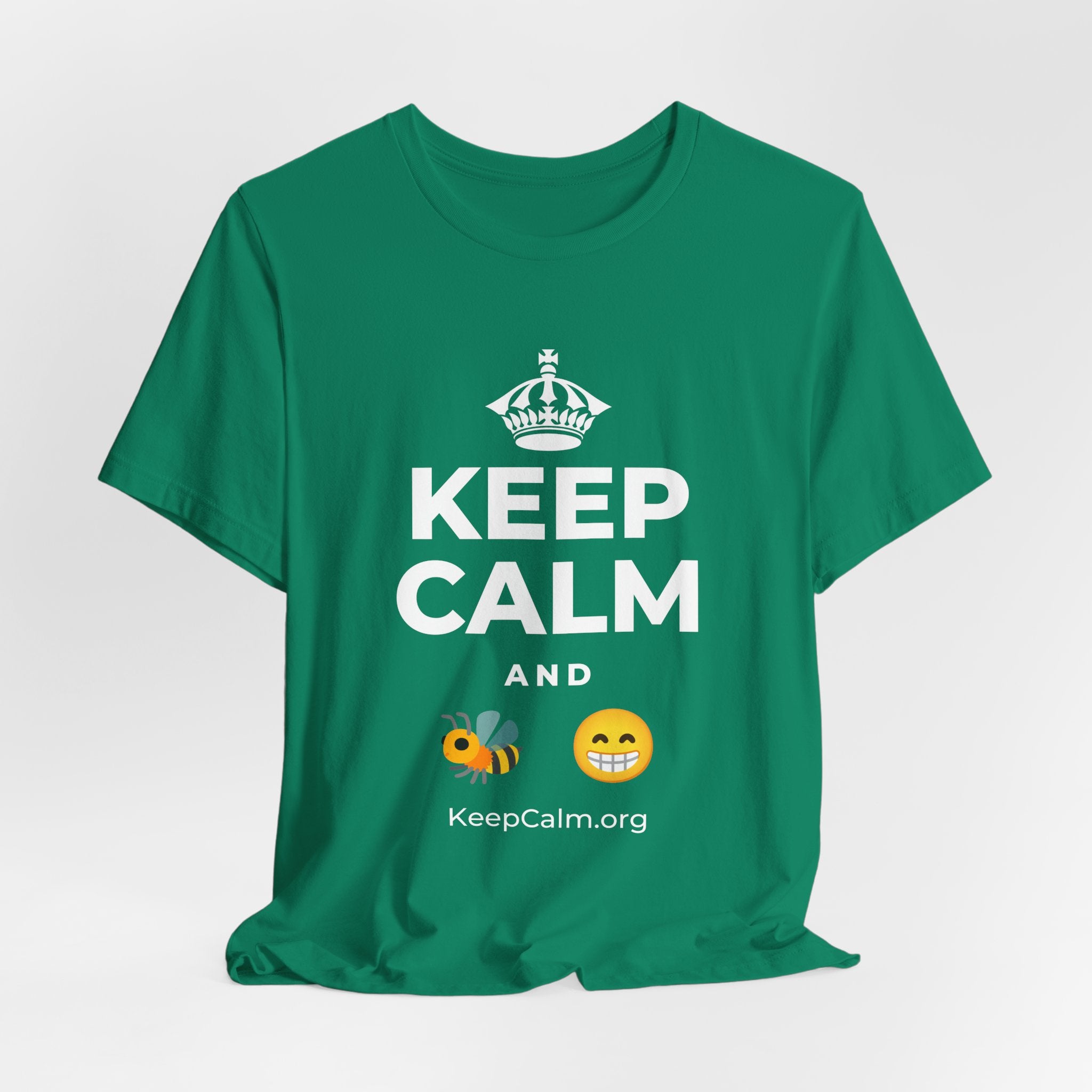 KEEP CALM AND BEE HAPPY T-Shirt (White–Asphalt)