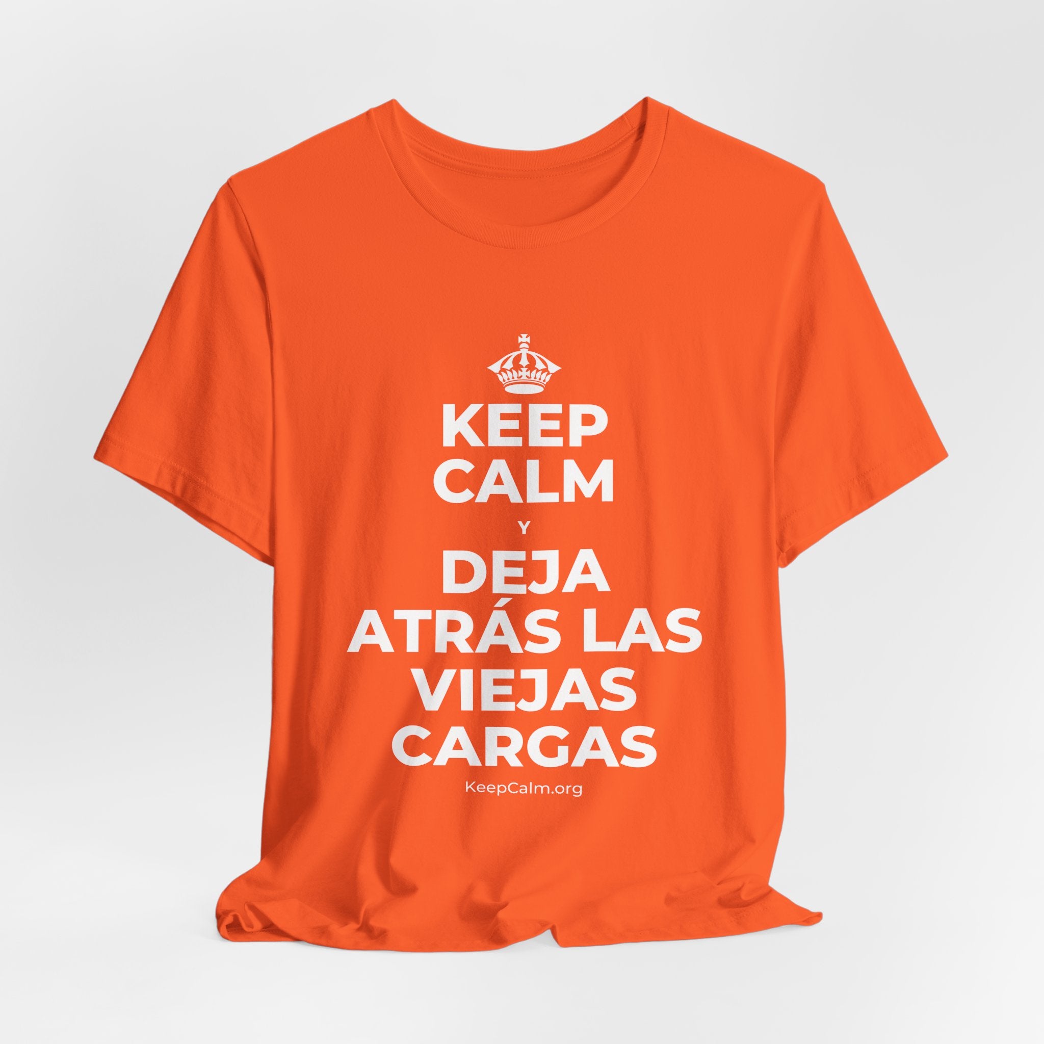 KEEP CALM Y DEJA ATRÁS LAS VIEJAS CARGAS T-Shirt (Baby Blue–Silver)