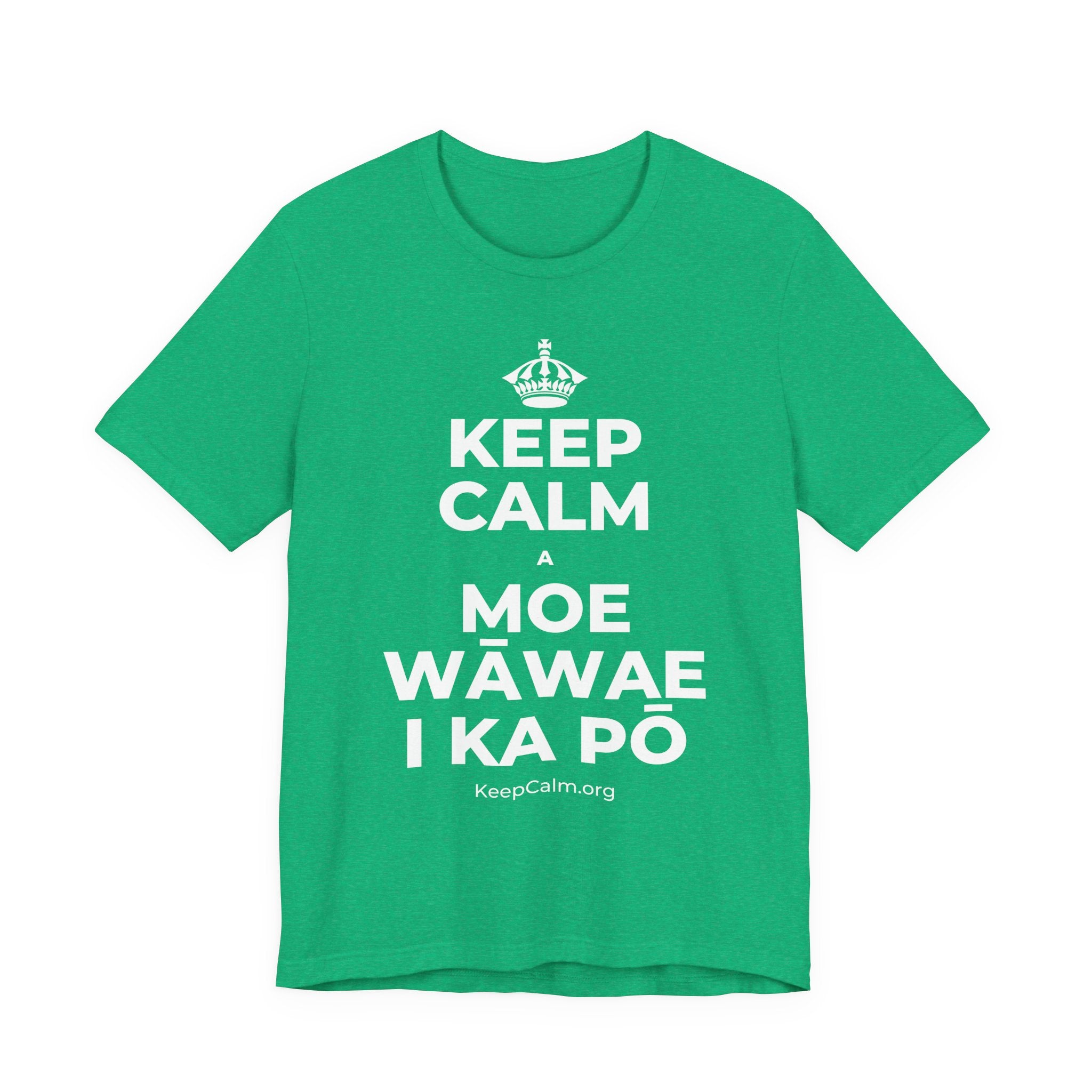 KEEP CALM A MOE WĀWAE I KA PŌ T-Shirt (Baby Blue–Silver)