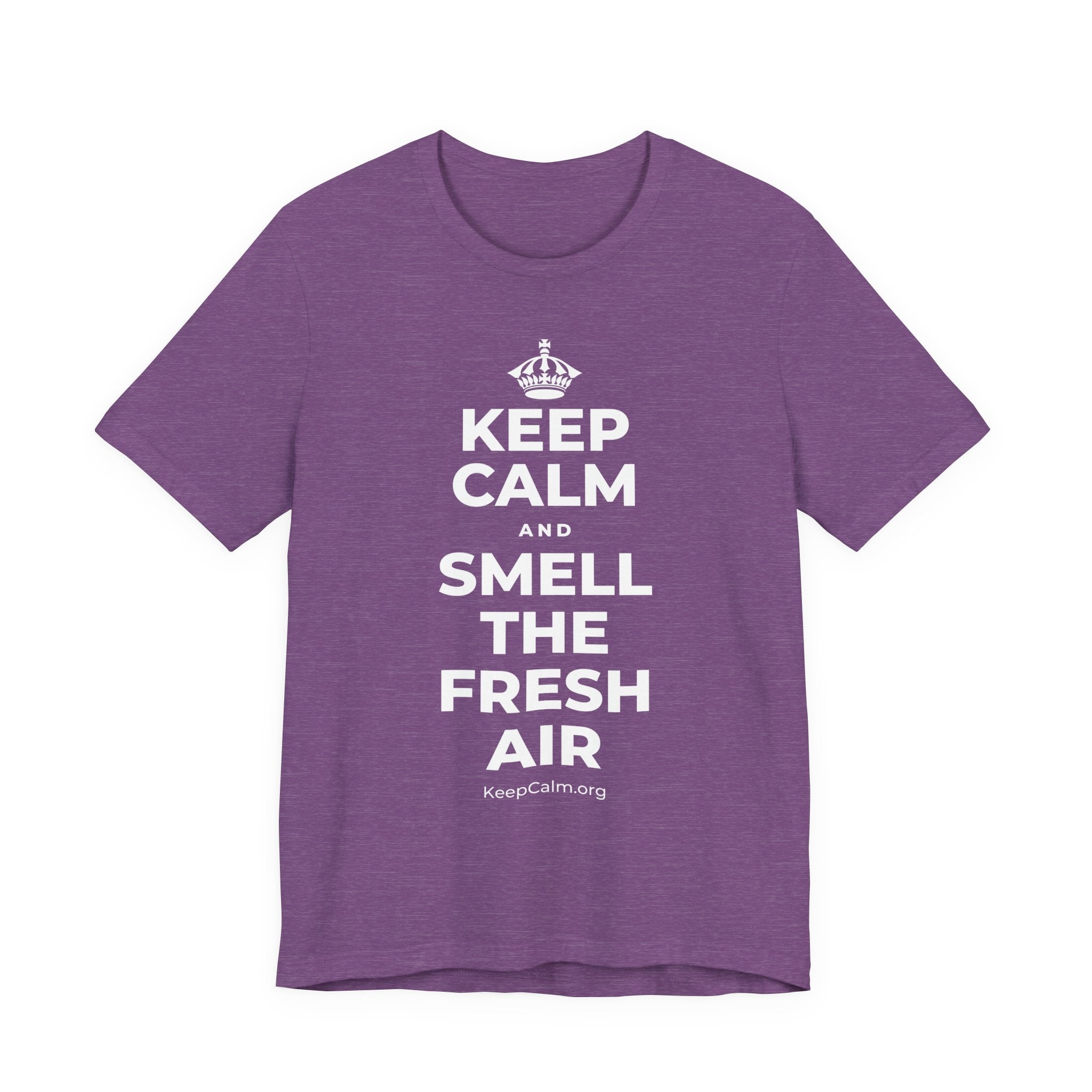 KEEP CALM AND SMELL THE FRESH AIR T-Shirt (Baby Blue–Silver)