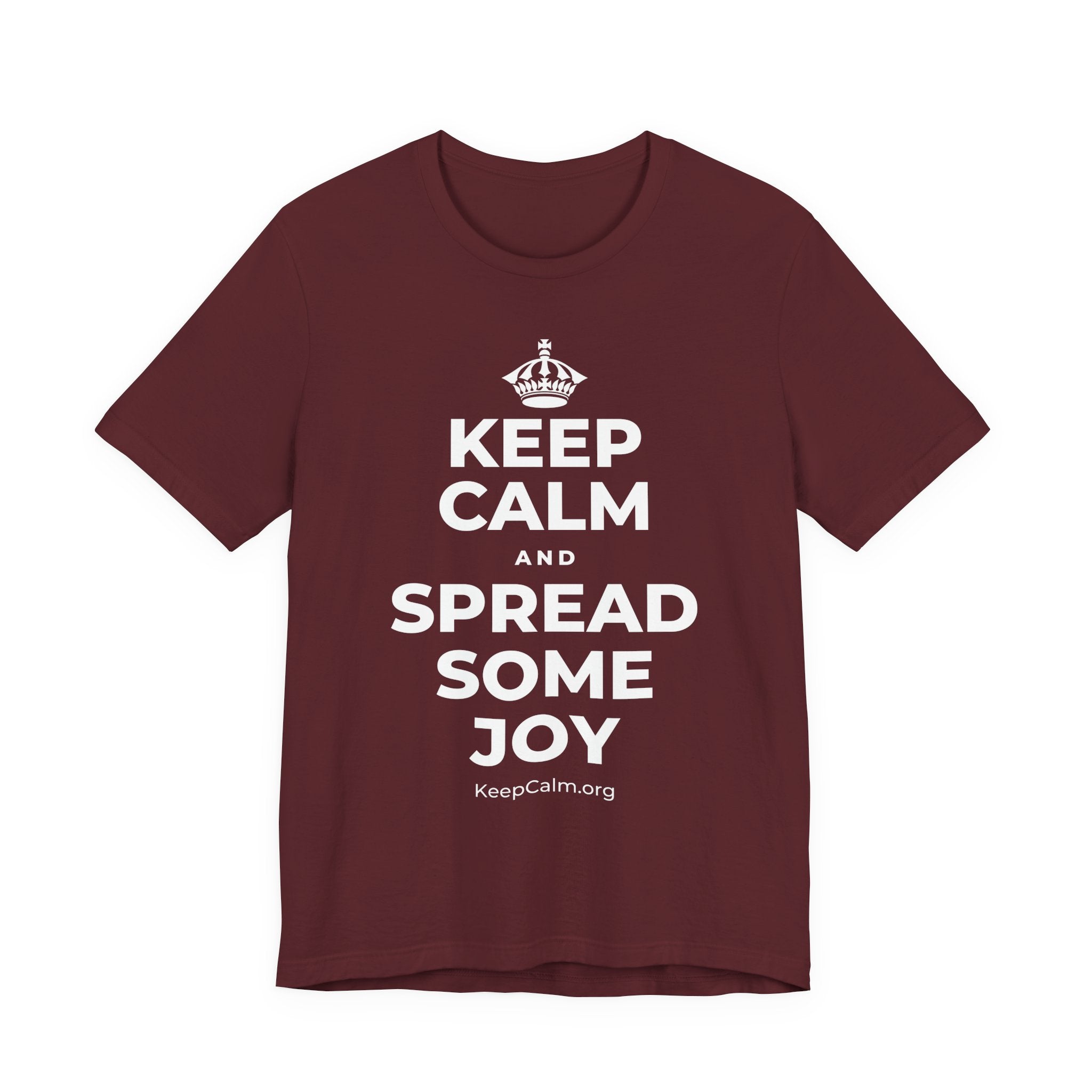 KEEP CALM AND SPREAD SOME JOY T-Shirt (Baby Blue–Silver)