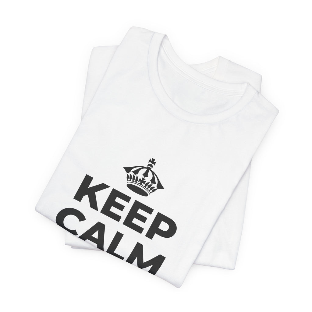KEEP CALM AND JUST BE T-Shirt (White–Asphalt)
