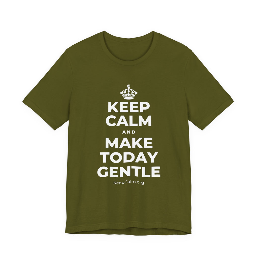 KEEP CALM AND MAKE TODAY GENTLE T-Shirt (Baby Blue–Silver)