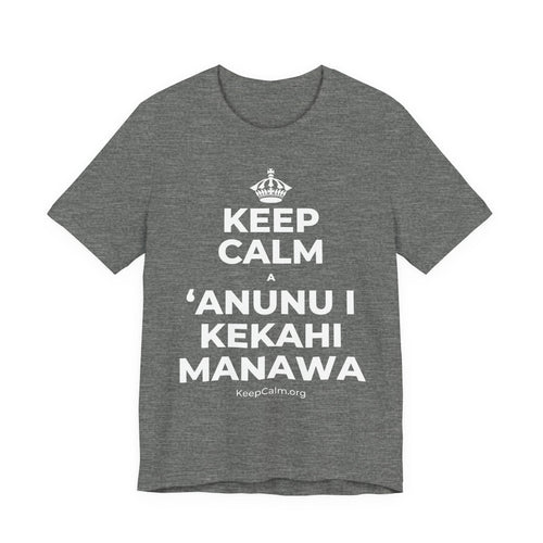 KEEP CALM A ʻANUNU I KEKAHI MANAWA T-Shirt (Baby Blue–Silver)