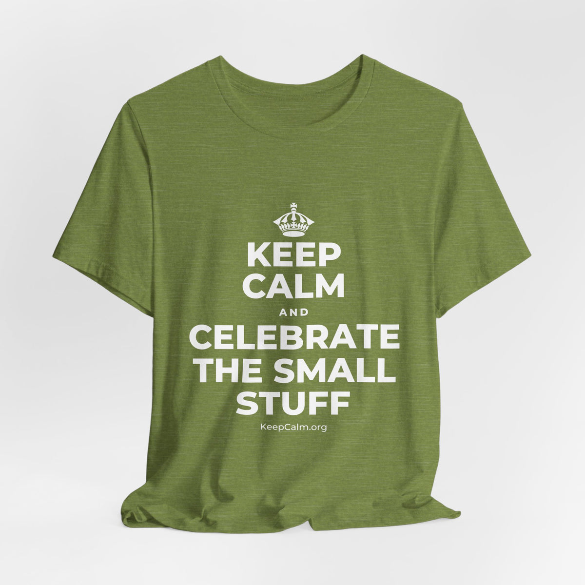 KEEP CALM AND CELEBRATE THE SMALL STUFF T-Shirt (Baby Blue–Silver)