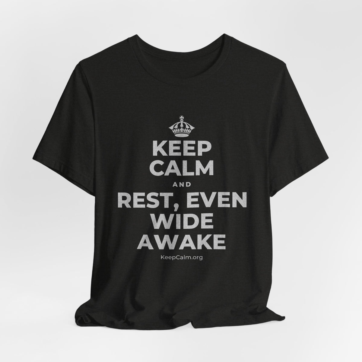 KEEP CALM AND REST, EVEN WIDE AWAKE T-Shirt (Soft Cream–Heather Mauve)