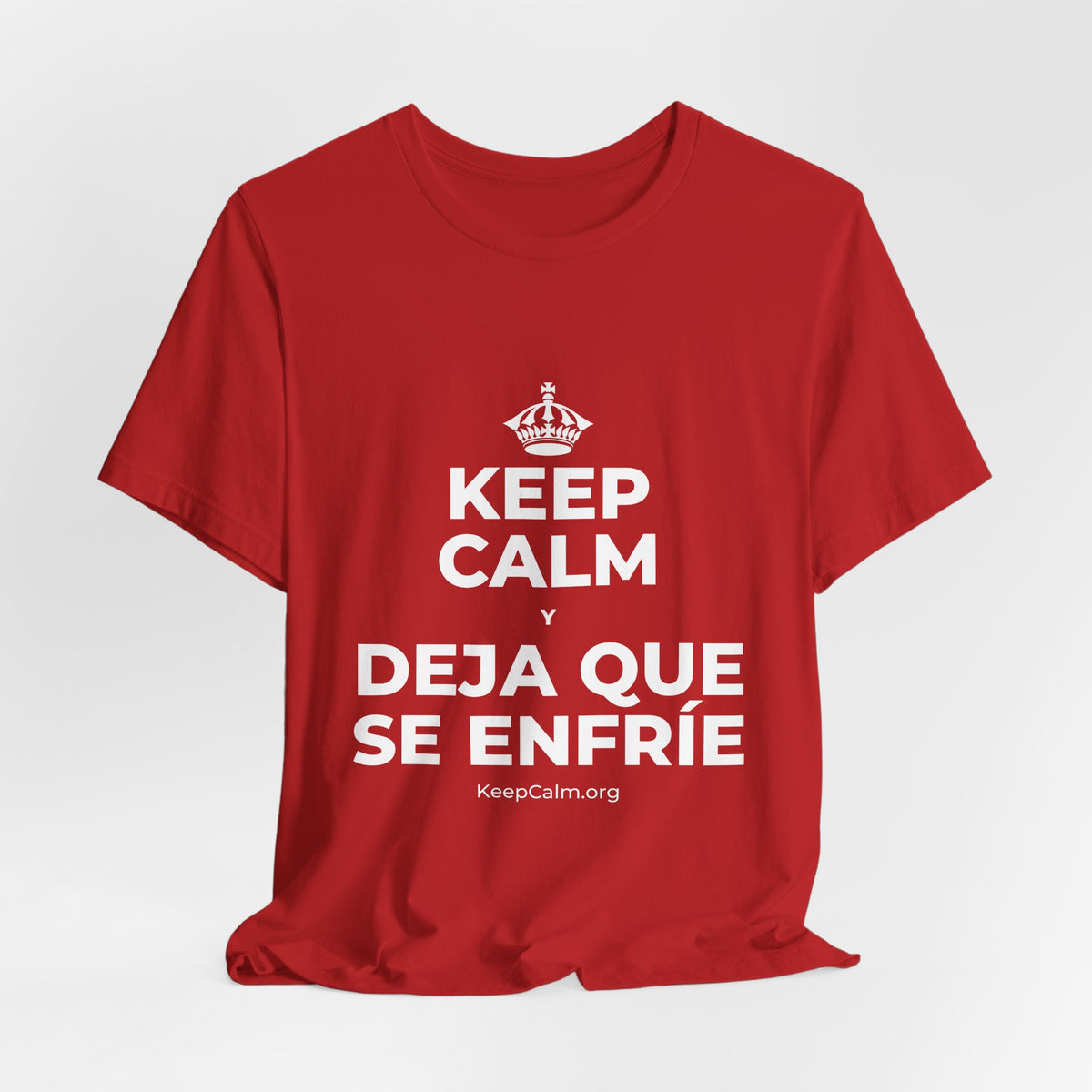 KEEP CALM Y DEJA QUE SE ENFRÍE T-Shirt (White–Asphalt)