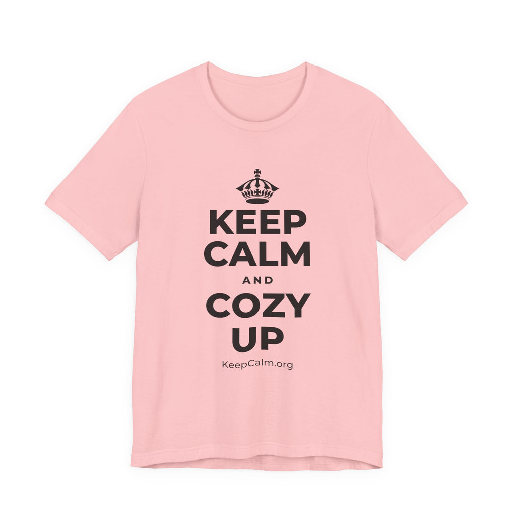 KEEP CALM AND COZY UP T-Shirt (White–Asphalt)