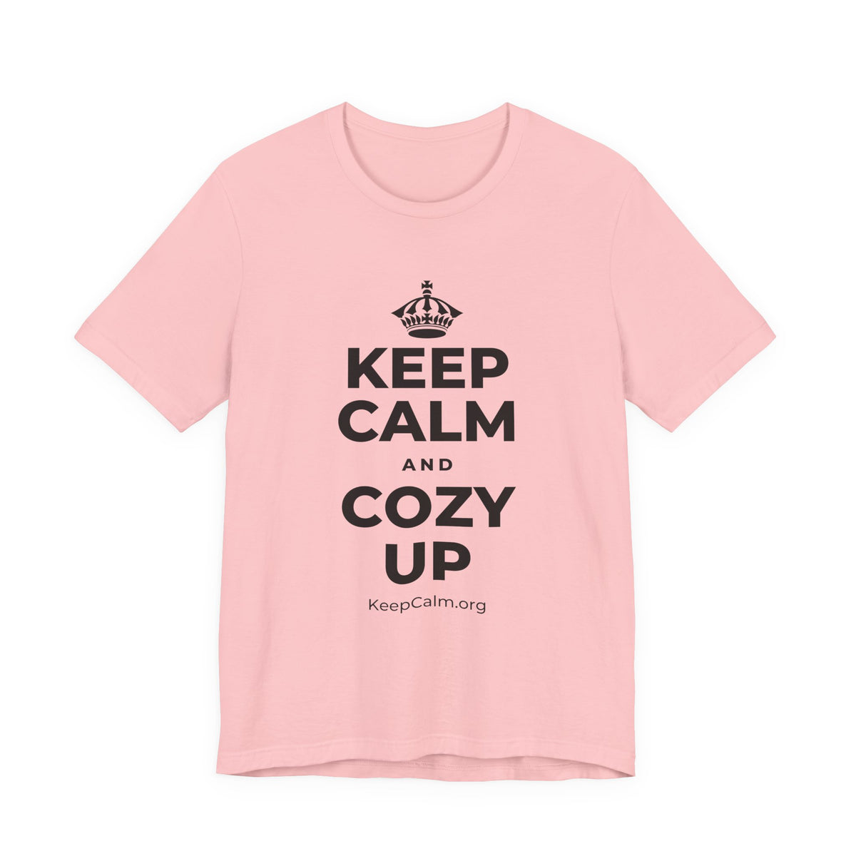 KEEP CALM AND COZY UP T-Shirt (White–Asphalt)