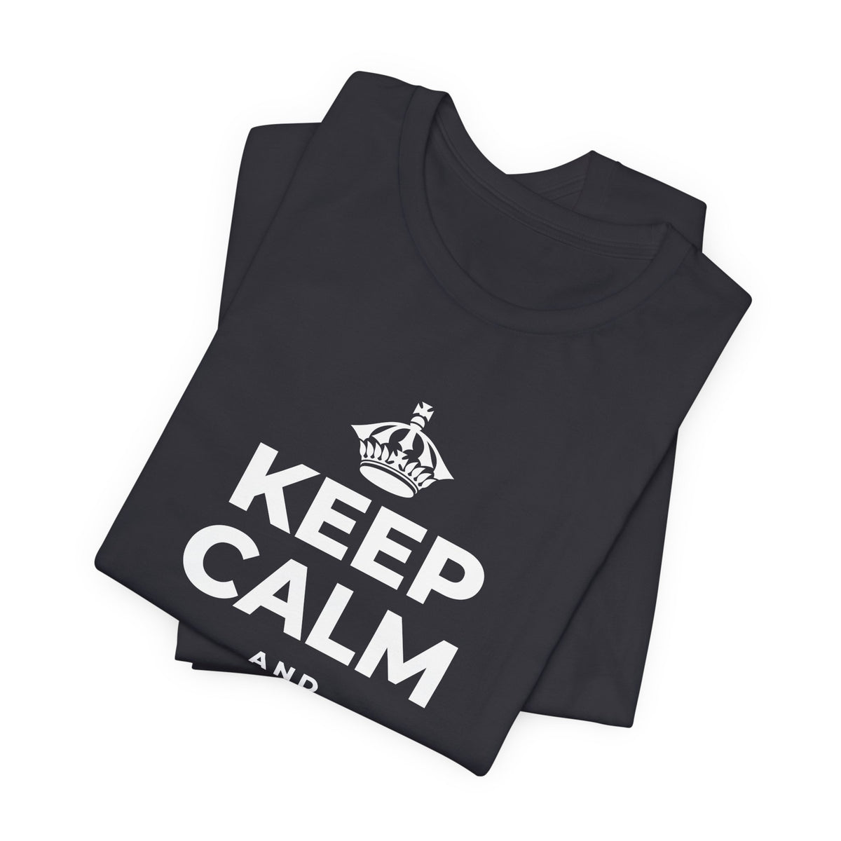 KEEP CALM AND STAY GOLDEN T-Shirt (Baby Blue–Silver)