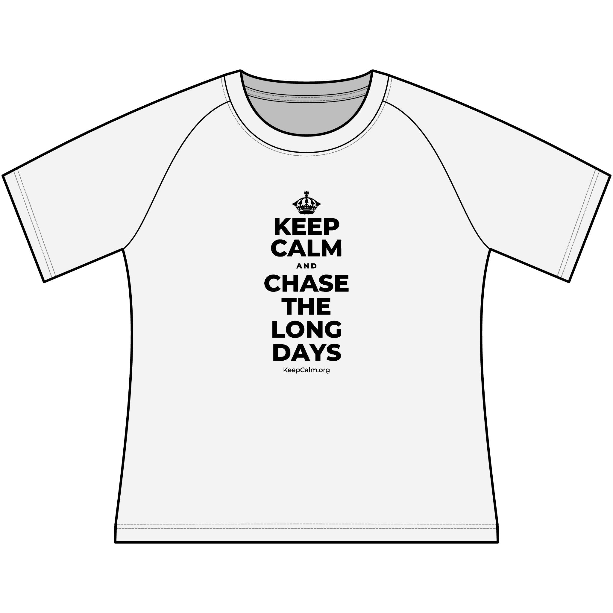 KEEP CALM AND CHASE THE LONG DAYS Women's Raglan Tee