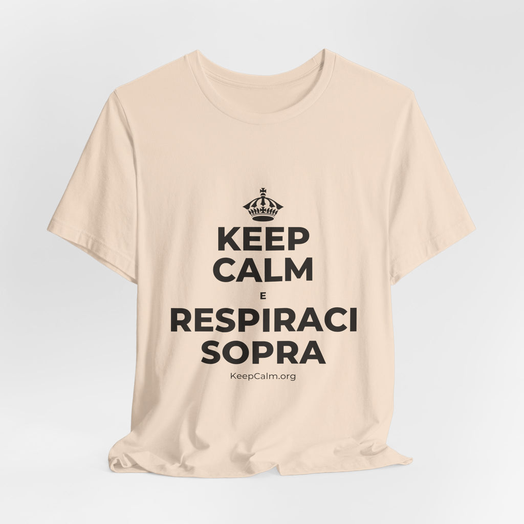 KEEP CALM E RESPIRACI SOPRA T-Shirt (Soft Cream–Heather Mauve)
