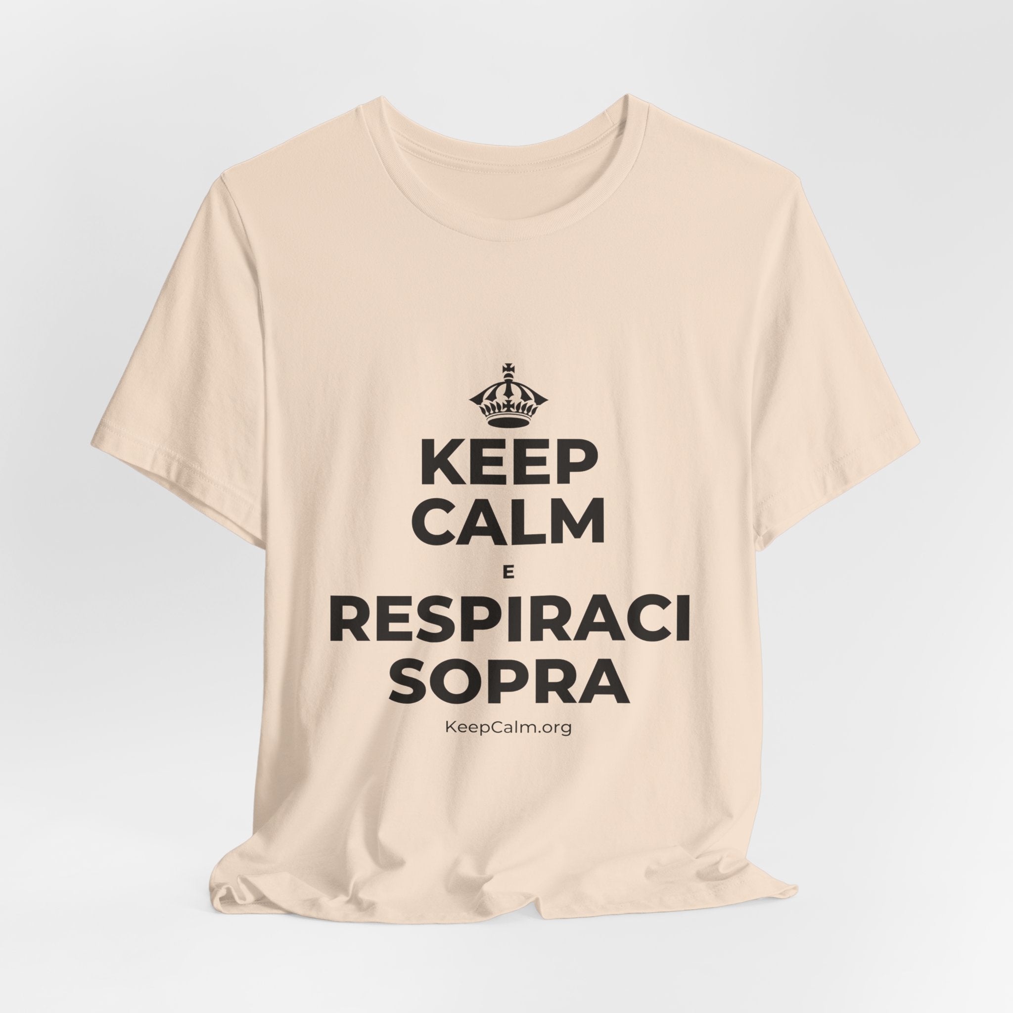 KEEP CALM E RESPIRACI SOPRA T-Shirt (Soft Cream–Heather Mauve)