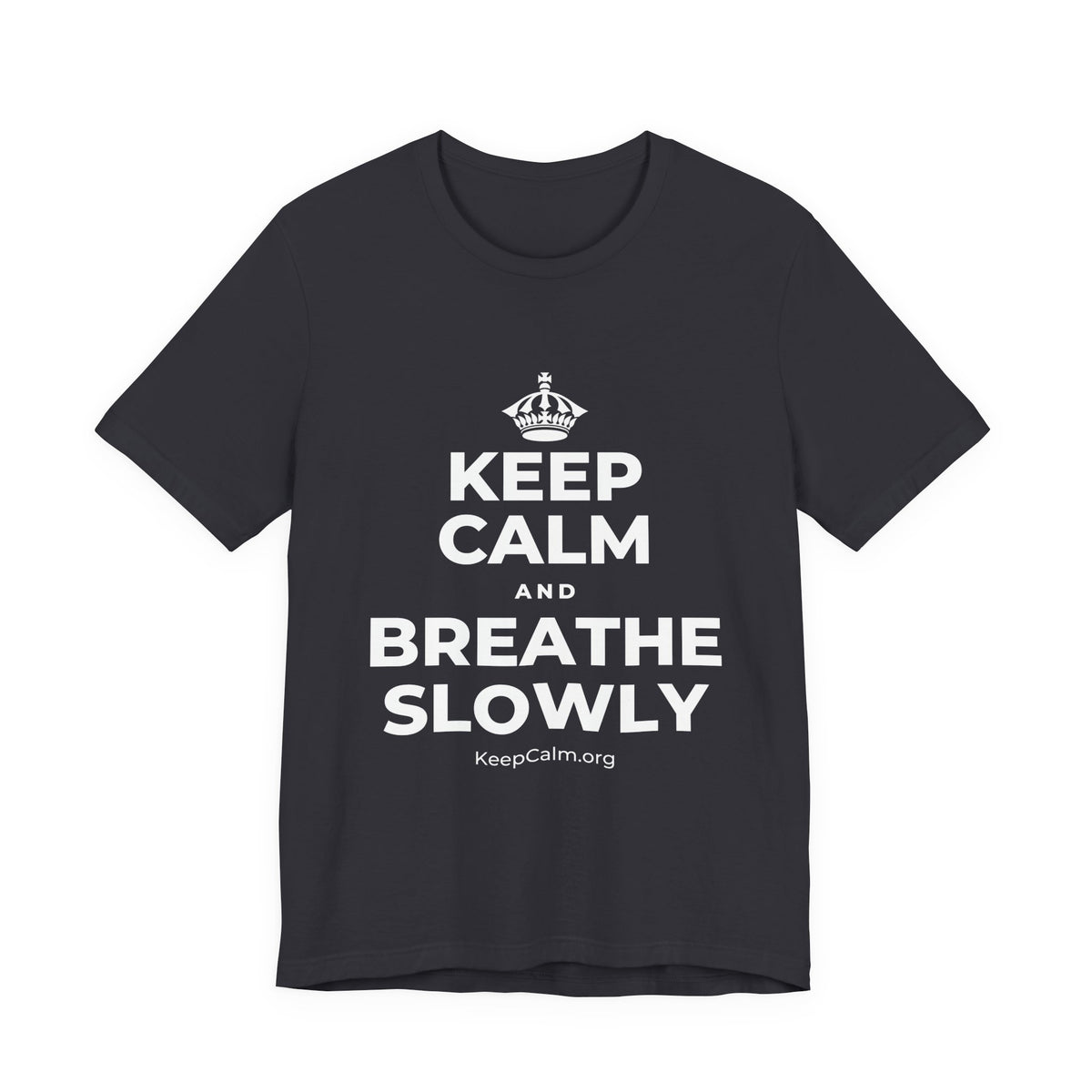 KEEP CALM AND BREATHE SLOWLY T-Shirt (Baby Blue–Silver)