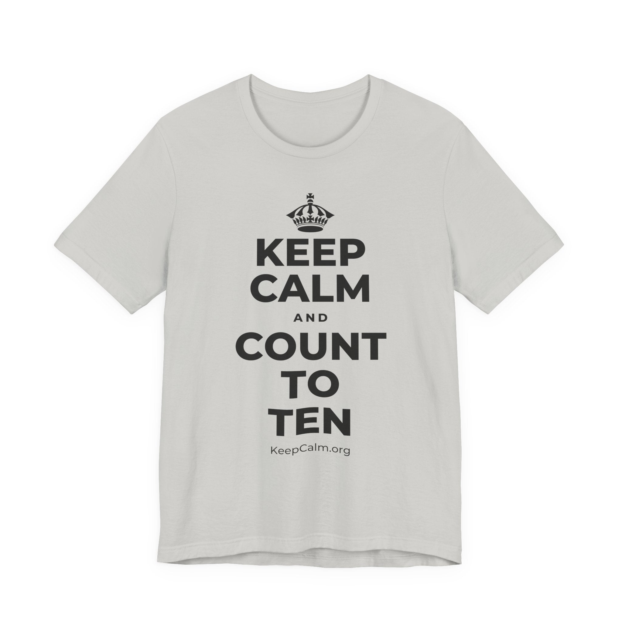KEEP CALM AND COUNT TO TEN T-Shirt (Baby Blue–Silver)