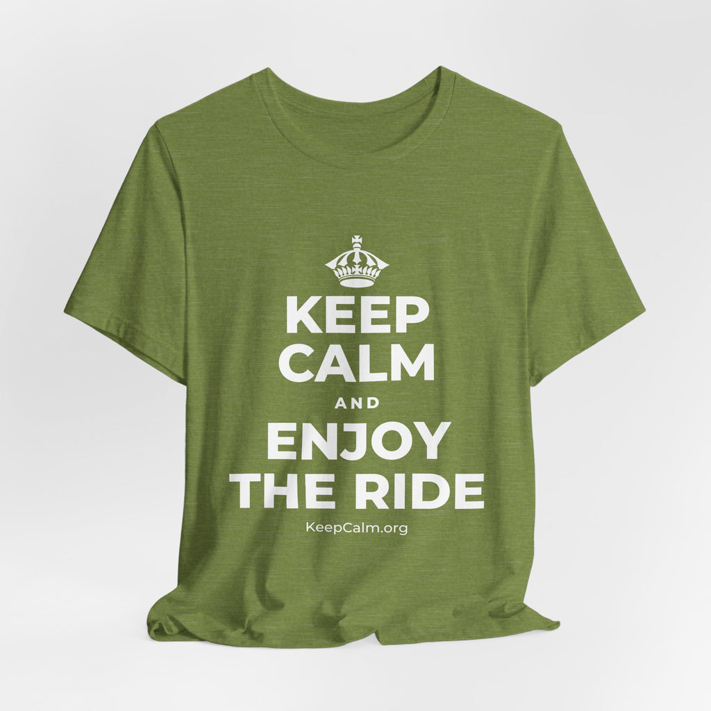 KEEP CALM AND ENJOY THE RIDE T-Shirt (Baby Blue–Silver)