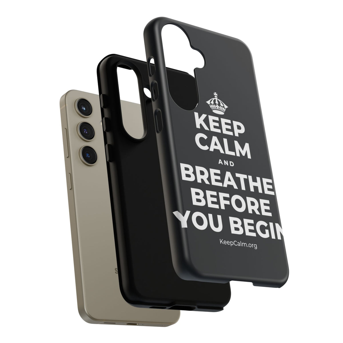 KEEP CALM AND BREATHE BEFORE YOU BEGIN Phone Case (Dark)