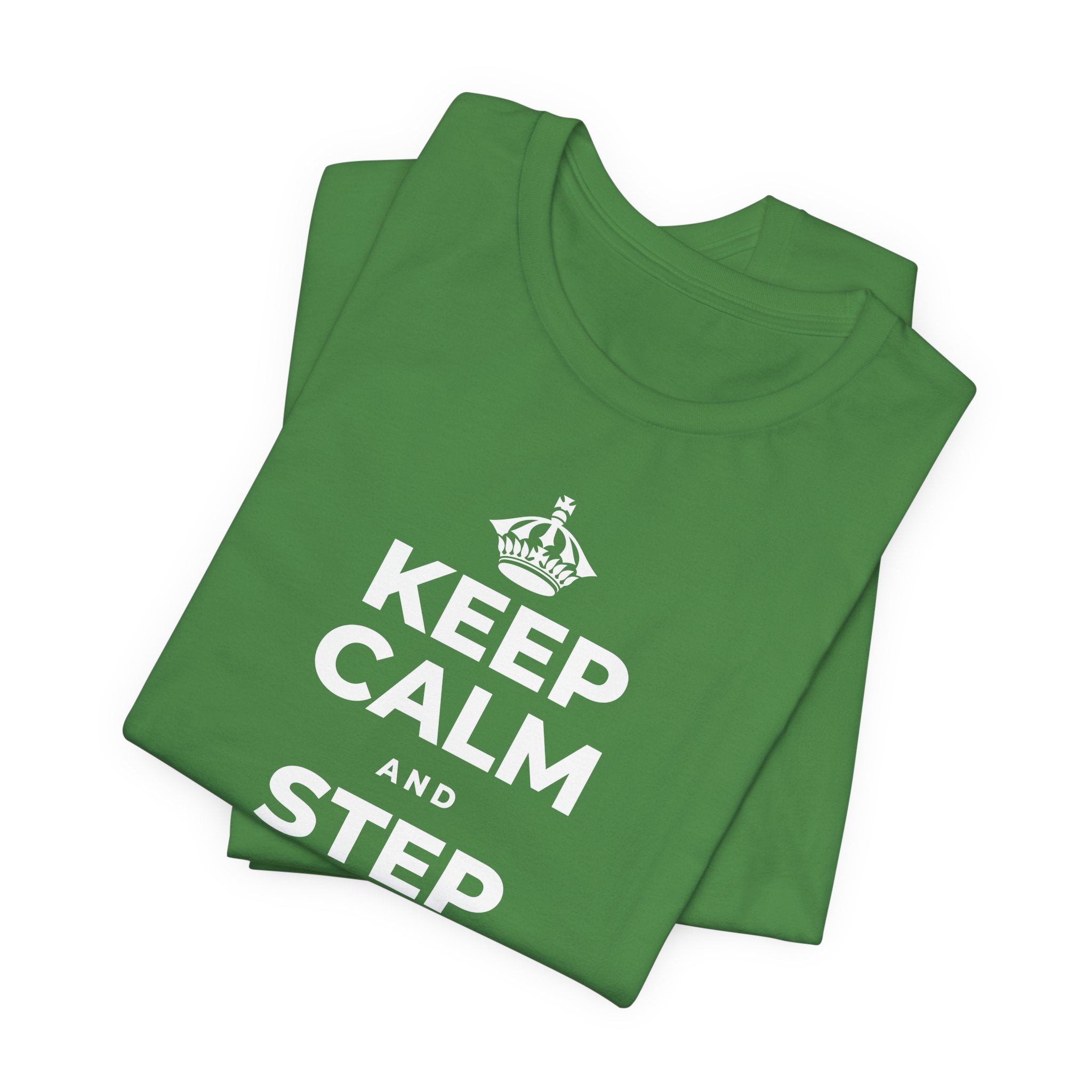KEEP CALM AND STEP BACK A SEC T-Shirt (Baby Blue–Silver)