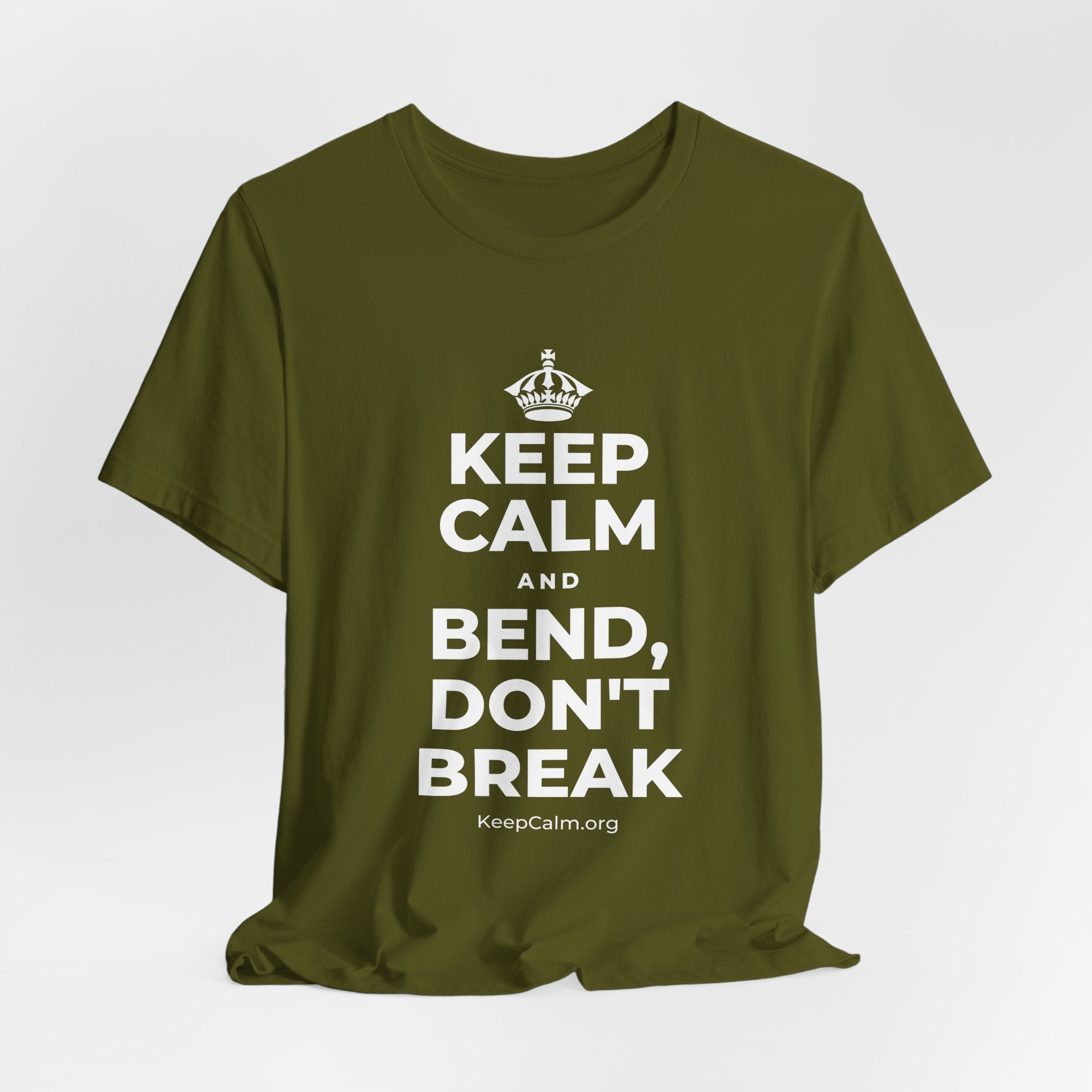 KEEP CALM AND BEND, DON'T BREAK T-Shirt (Baby Blue–Silver)