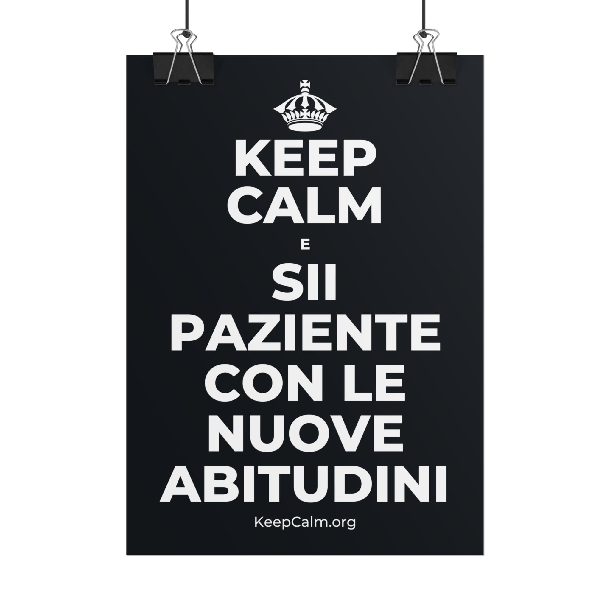 KEEP CALM E SII PAZIENTE CON LE NUOVE ABITUDINI Poster (Dark)