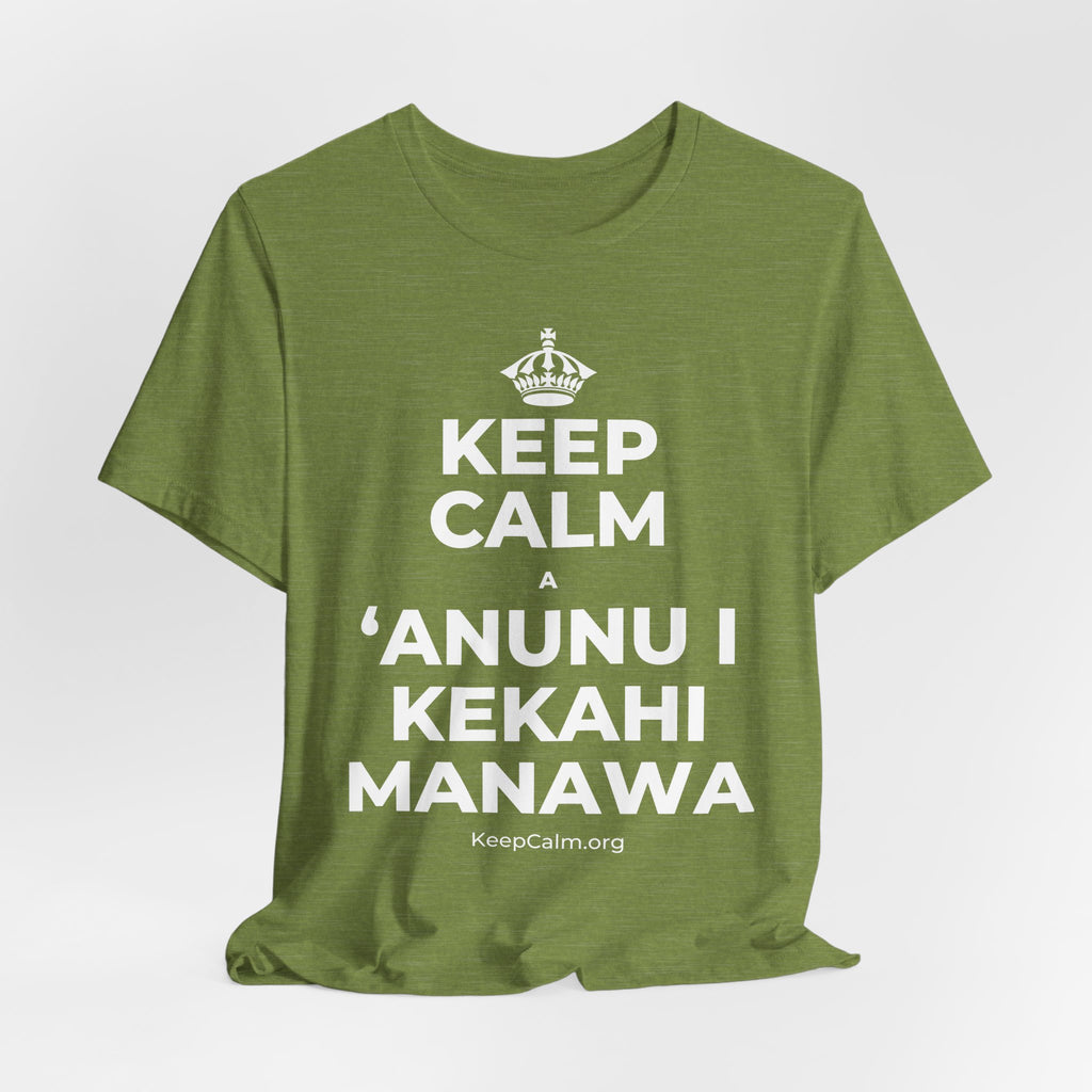 KEEP CALM A ʻANUNU I KEKAHI MANAWA T-Shirt (Baby Blue–Silver)