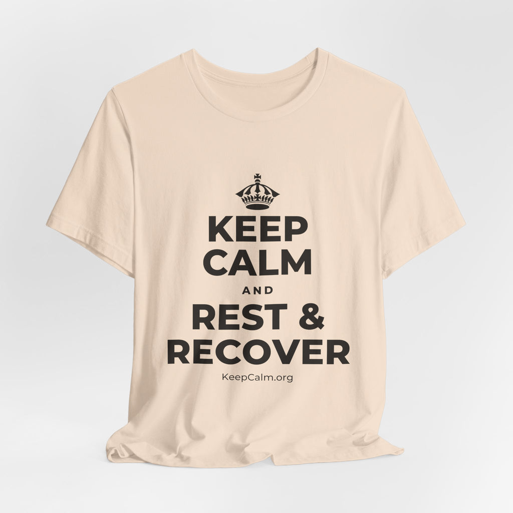 KEEP CALM AND REST & RECOVER T-Shirt (Soft Cream–Heather Mauve)