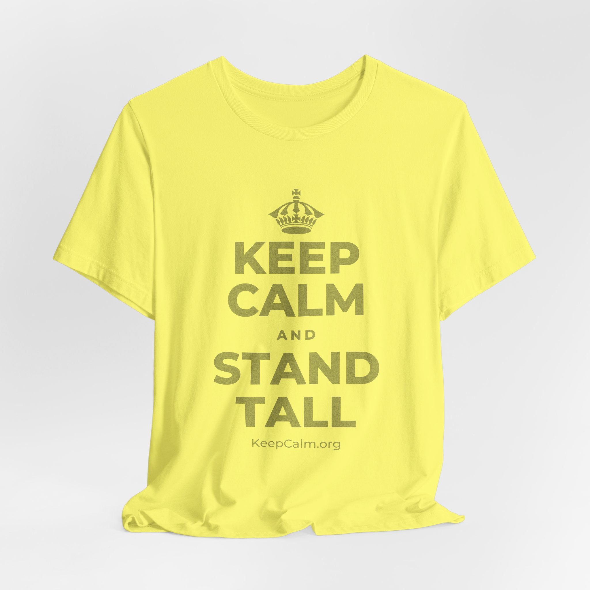 KEEP CALM AND STAND TALL T-Shirt (Soft Cream–Heather Mauve)