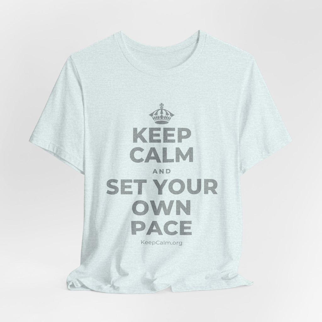 KEEP CALM AND SET YOUR OWN PACE T-Shirt (Soft Cream–Heather Mauve)
