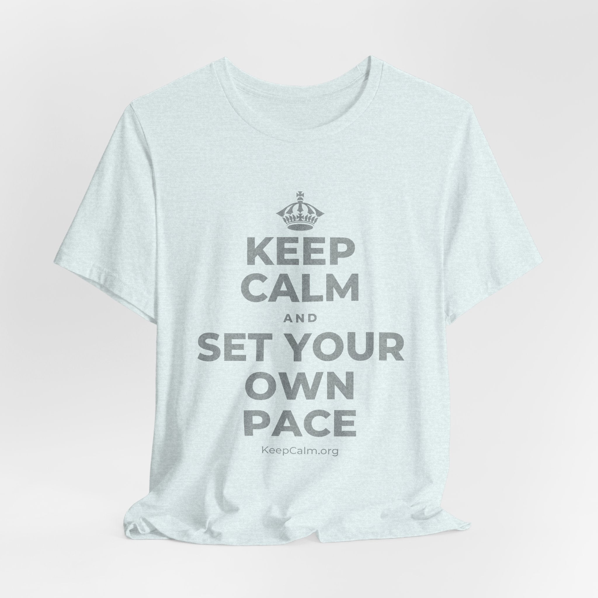 KEEP CALM AND SET YOUR OWN PACE T-Shirt (Soft Cream–Heather Mauve)