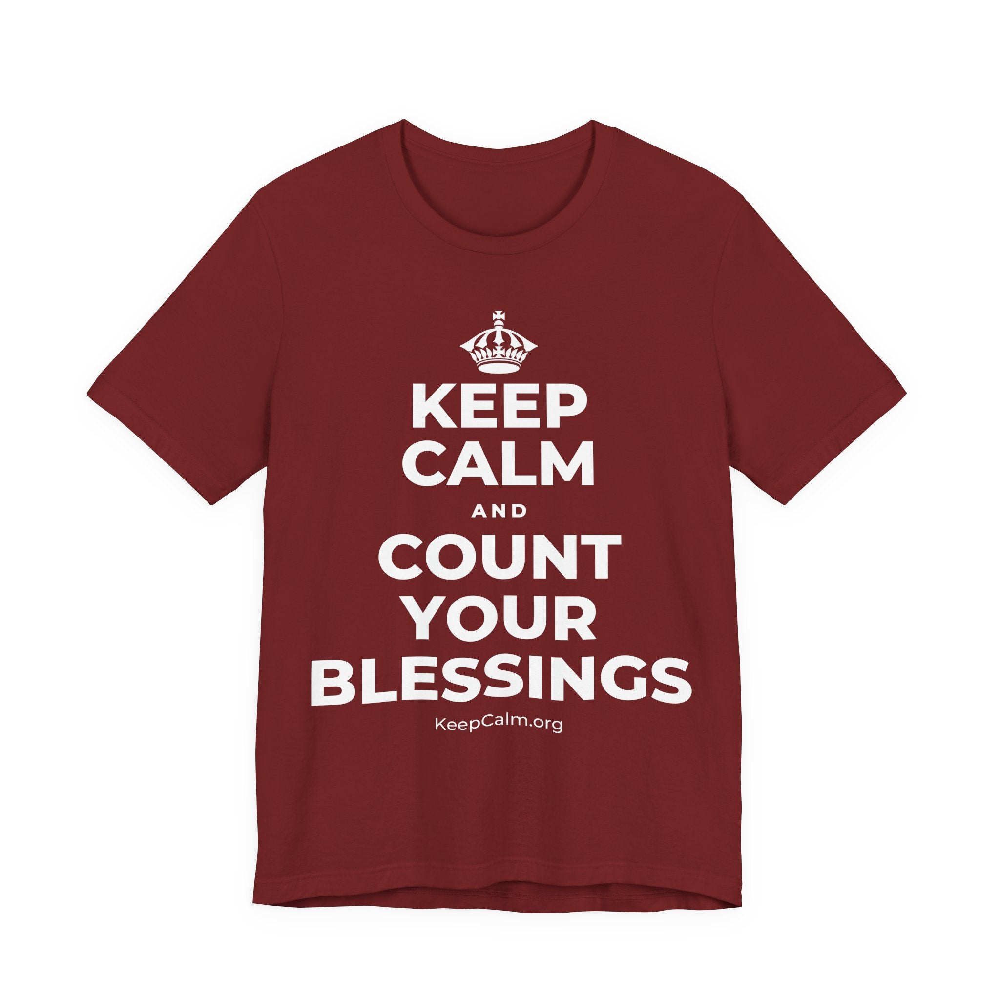 KEEP CALM AND COUNT YOUR BLESSINGS T-Shirt (Baby Blue–Silver)