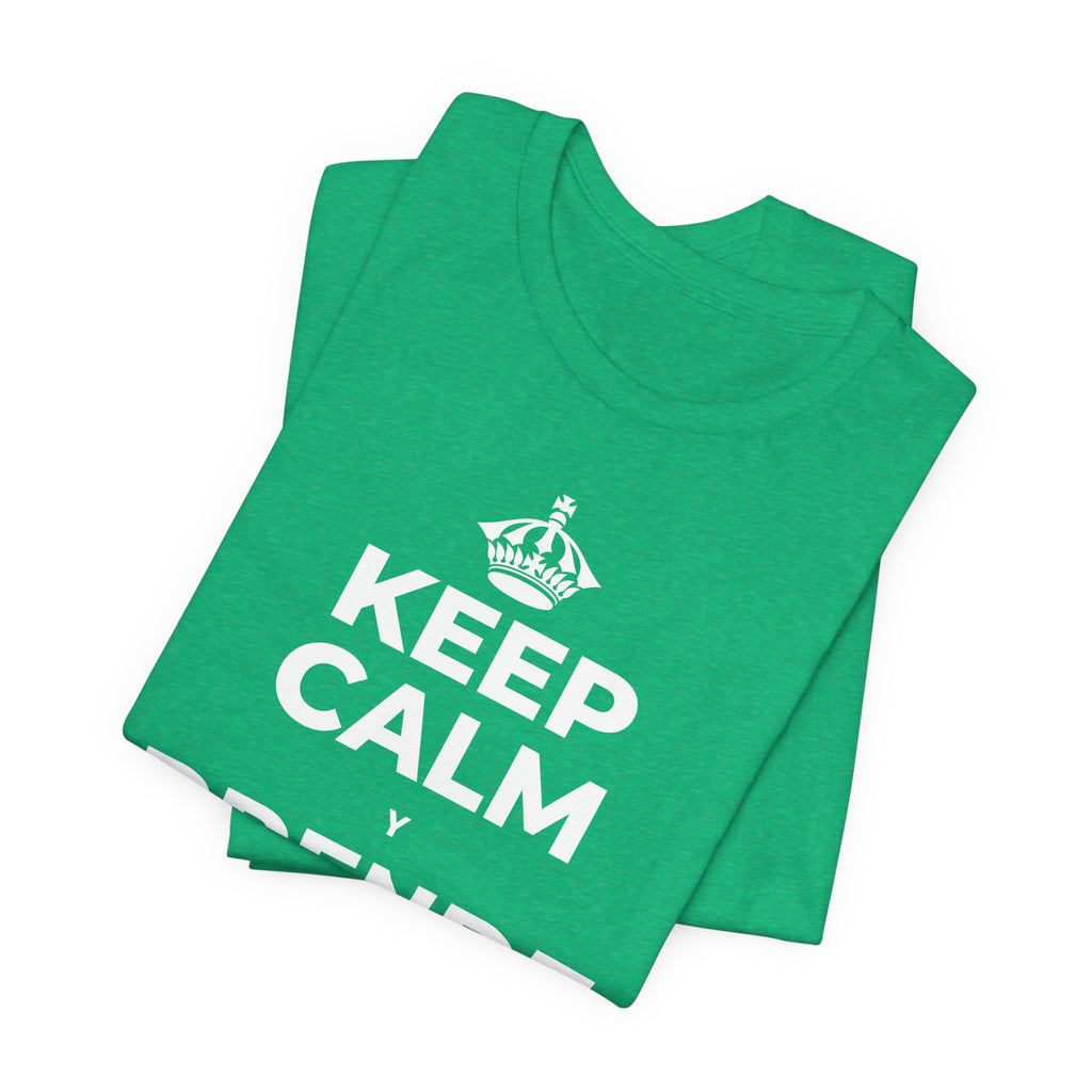 KEEP CALM Y PRENDE UNA VELA T-Shirt (Baby Blue–Silver)