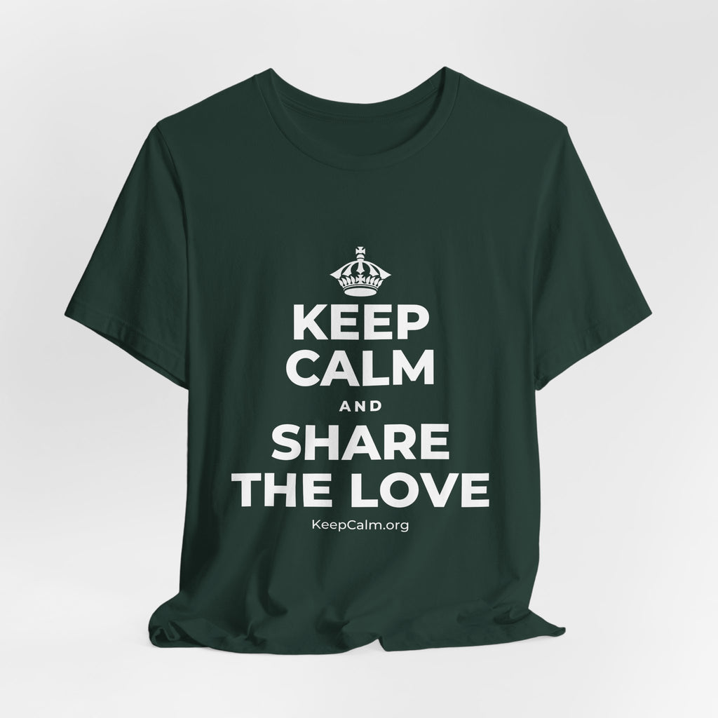 KEEP CALM AND SHARE THE LOVE T-Shirt (White–Asphalt)