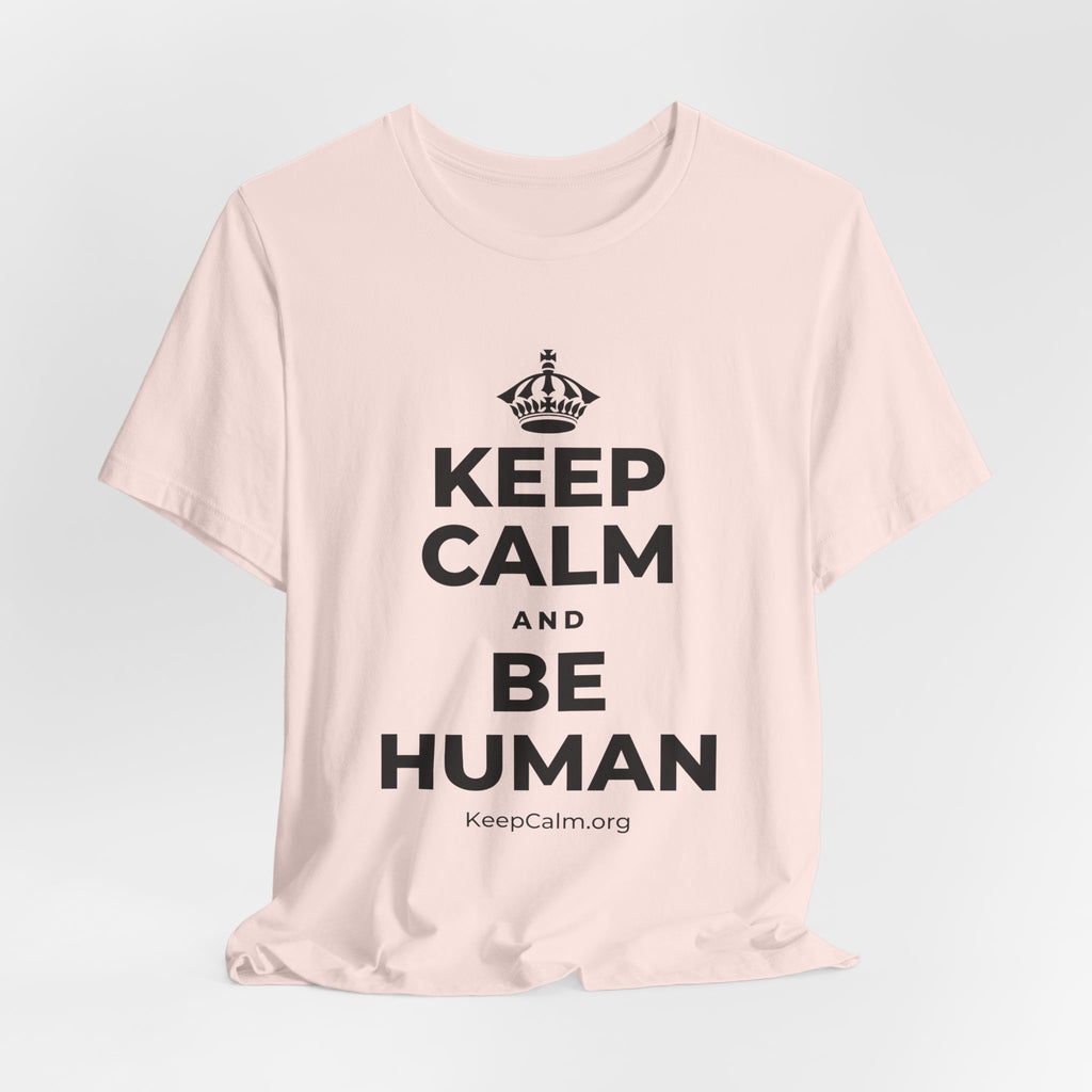 KEEP CALM AND BE HUMAN T-Shirt (Soft Cream–Heather Mauve)
