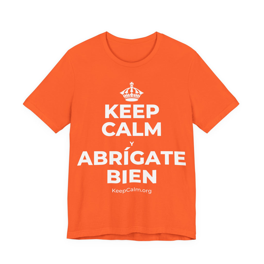 KEEP CALM Y ABRÍGATE BIEN T-Shirt (Baby Blue–Silver)