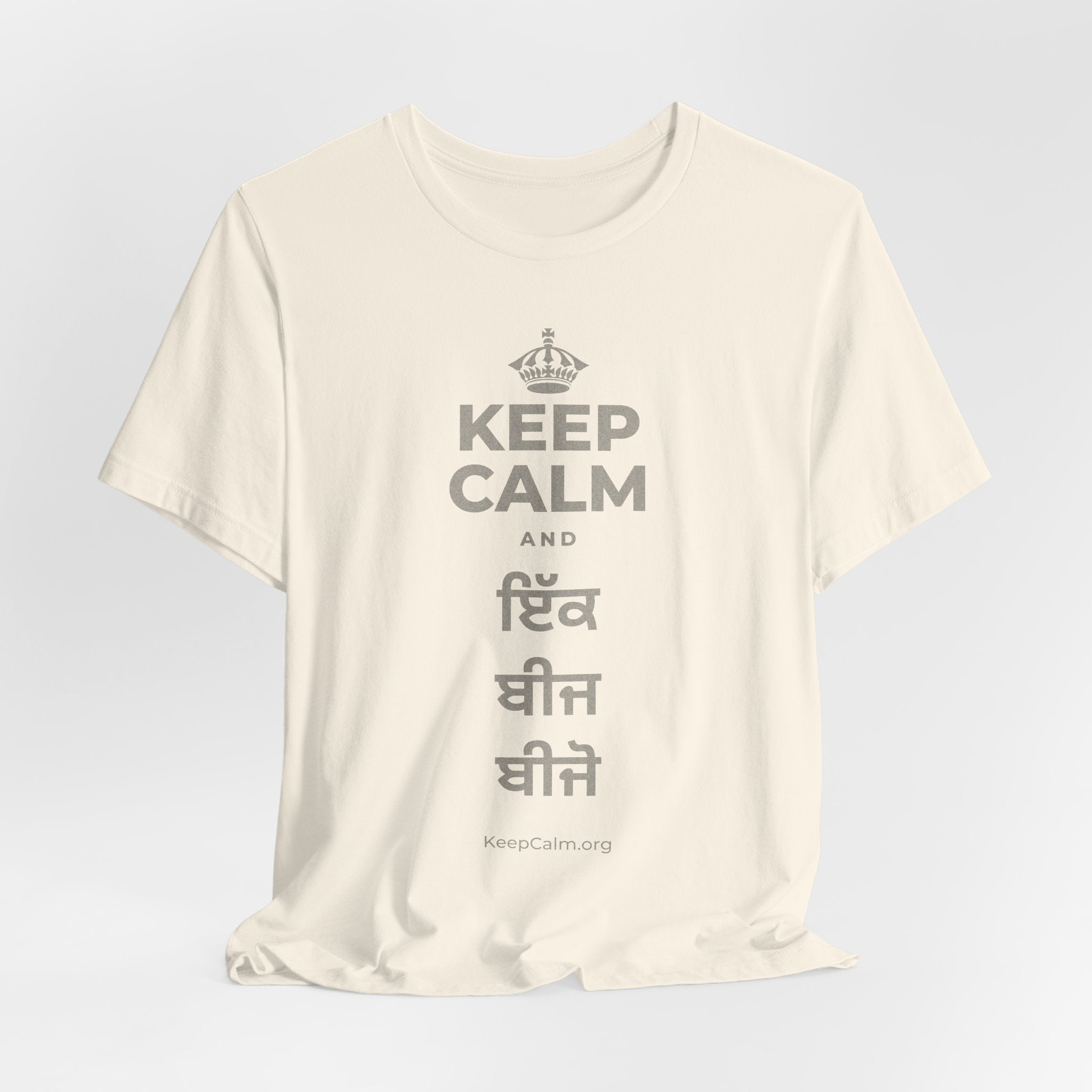KEEP CALM AND ਇੱਕ ਬੀਜ ਬੀਜੋ T-Shirt (White–Asphalt)