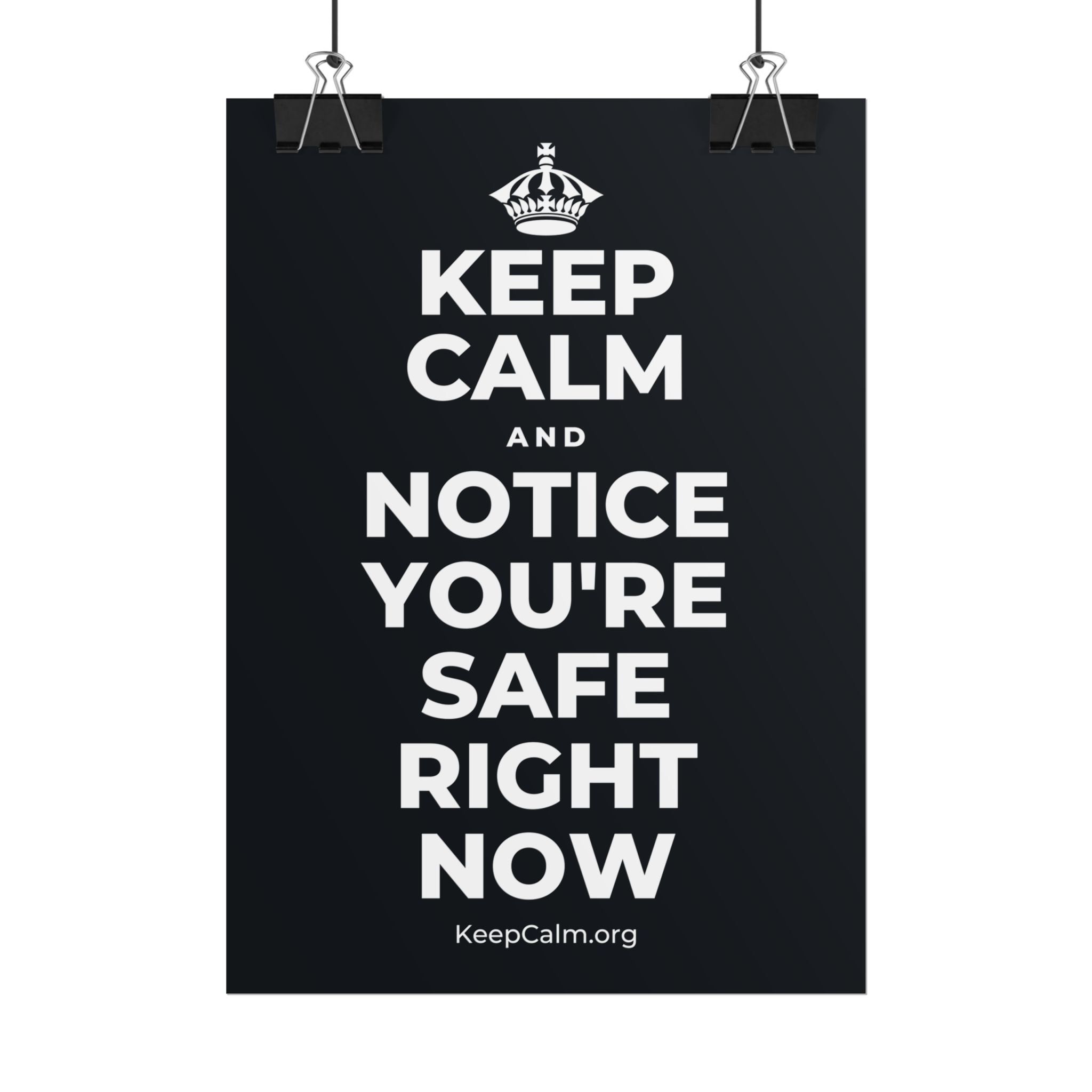 KEEP CALM AND NOTICE YOU'RE SAFE RIGHT NOW Poster (Dark)