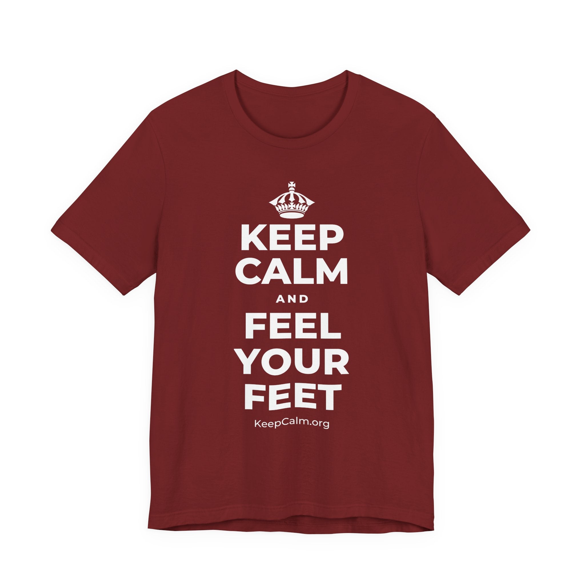 KEEP CALM AND FEEL YOUR FEET T-Shirt (Baby Blue–Silver)