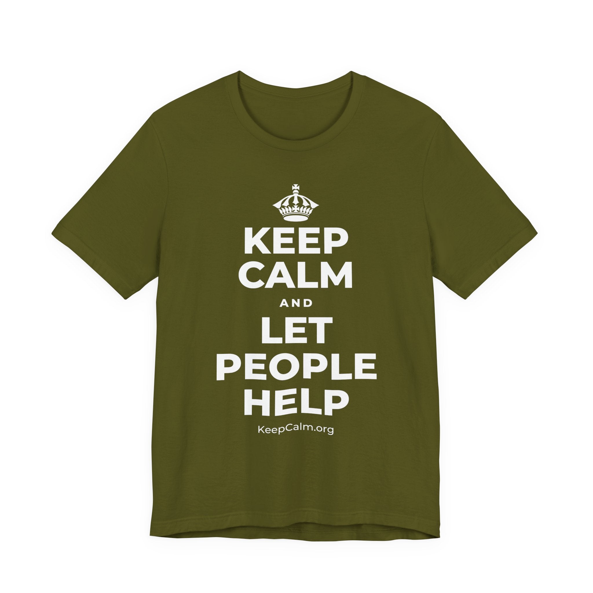 KEEP CALM AND LET PEOPLE HELP T-Shirt (Baby Blue–Silver)