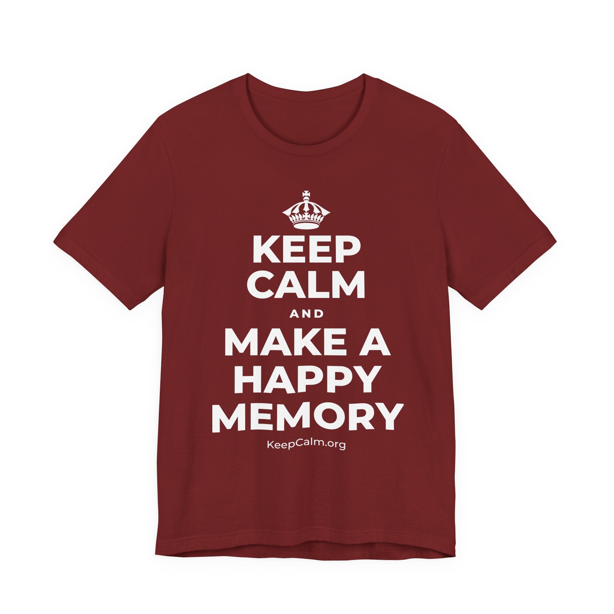 KEEP CALM AND MAKE A HAPPY MEMORY T-Shirt (Baby Blue–Silver)