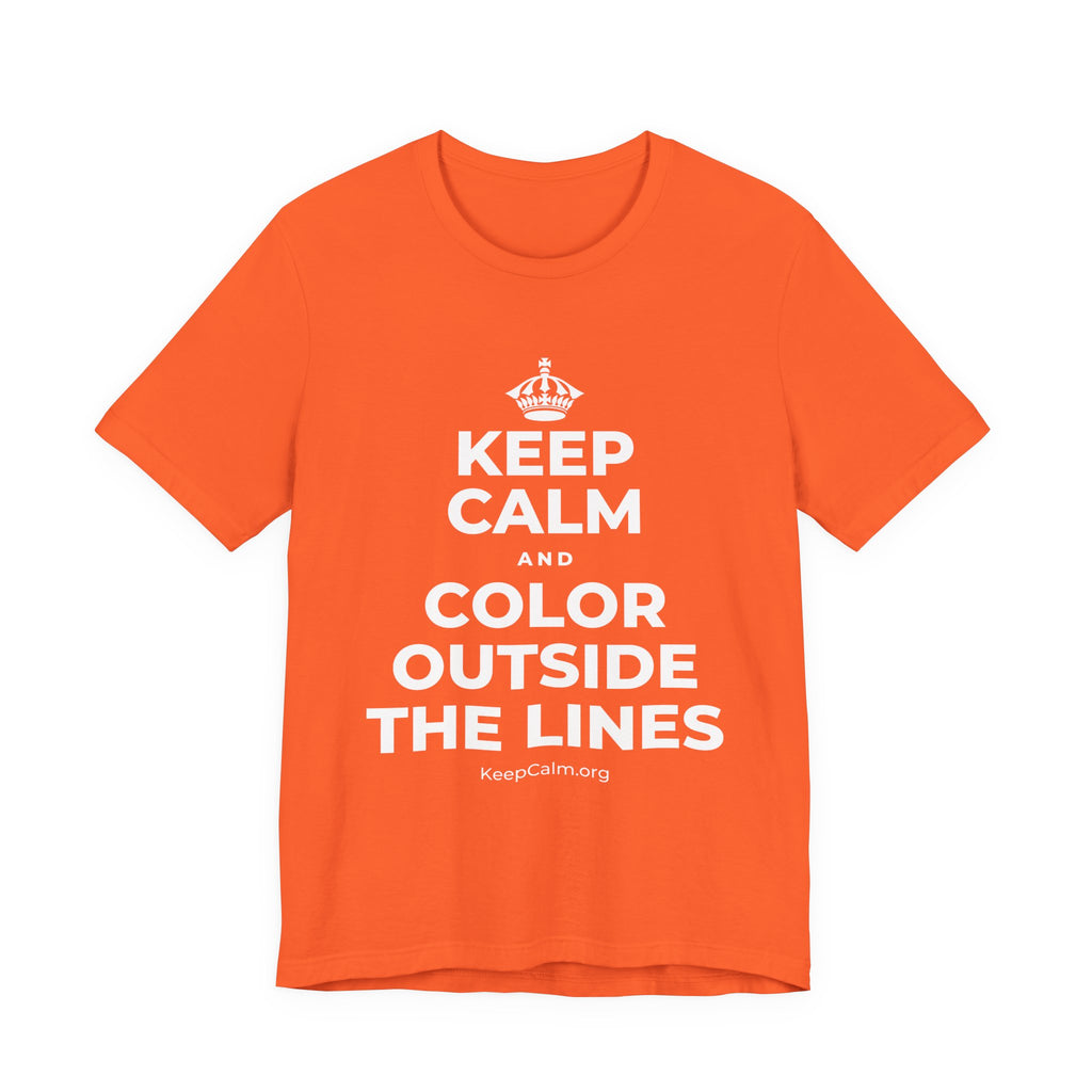 KEEP CALM AND COLOR OUTSIDE THE LINES T-Shirt (Baby Blue–Silver)