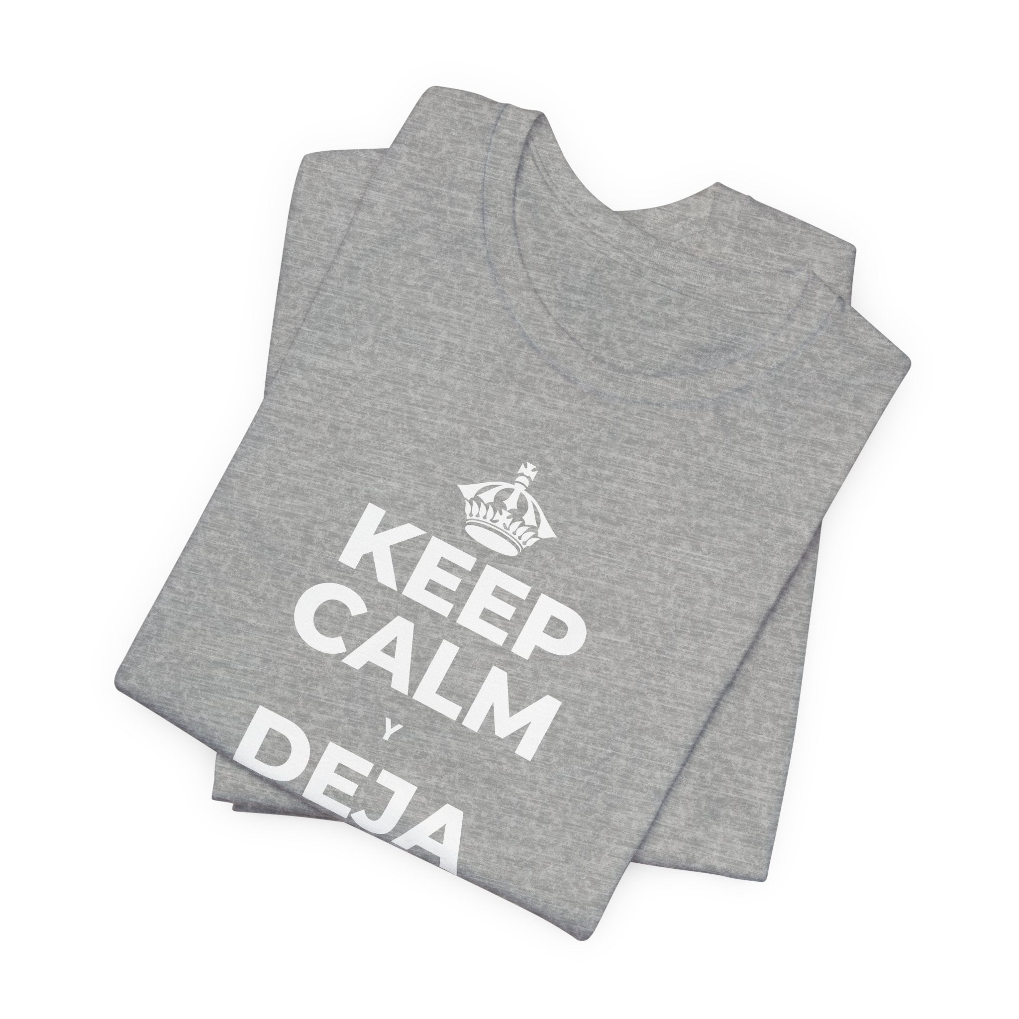 KEEP CALM Y DEJA QUE SE ENFRÍE T-Shirt (White–Asphalt)