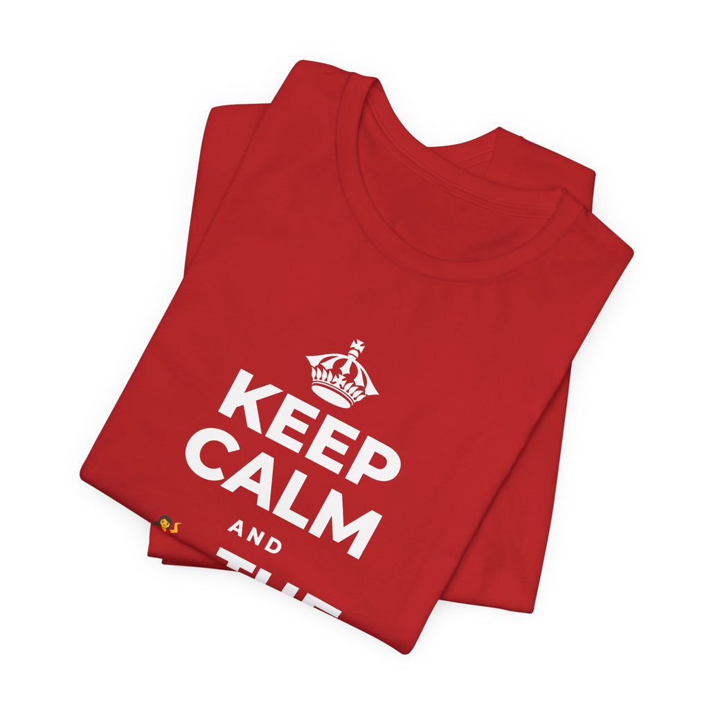 KEEP CALM AND 💃 THE NIGHT AWAY T-Shirt (White–Asphalt)